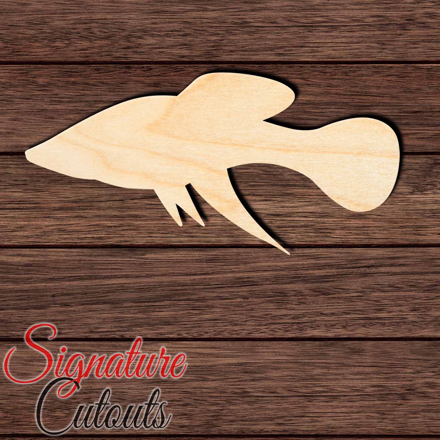 Gambusia Fish Shape Cutout in Wood, Acrylic or Acrylic Mirror - Signature Cutouts