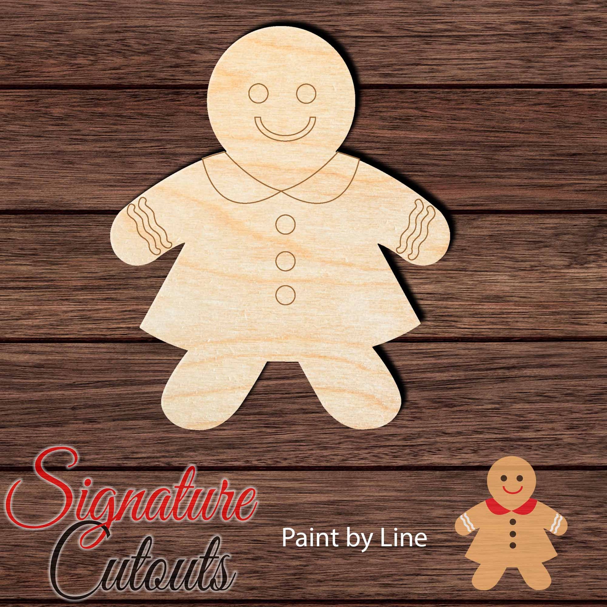 Gingerbread Woman 001 Shape Cutout in Wood, Acrylic or Acrylic Mirror - Signature Cutouts