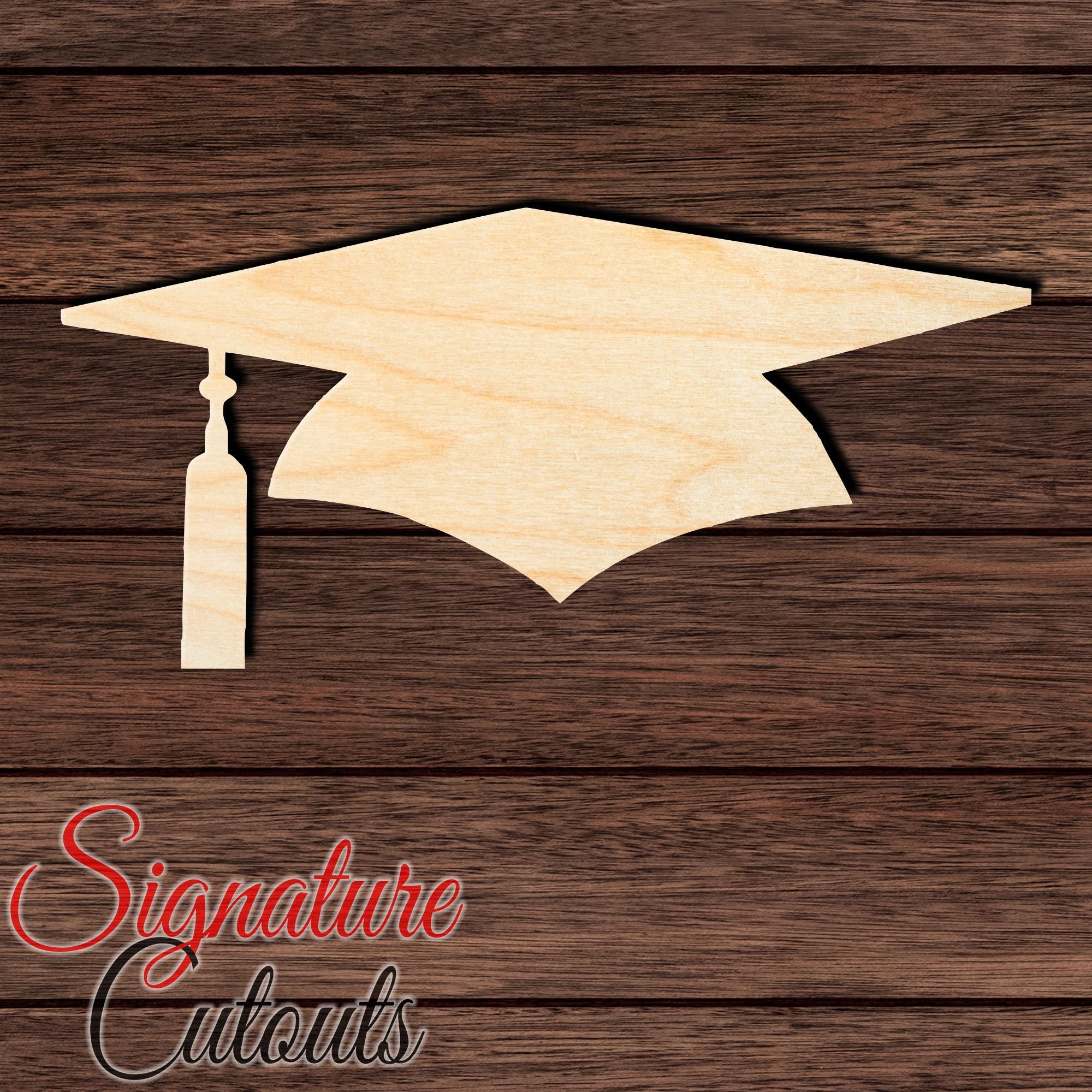 Graduation Cap 001 Shape Cutout in Wood, Acrylic or Acrylic Mirror - Signature Cutouts