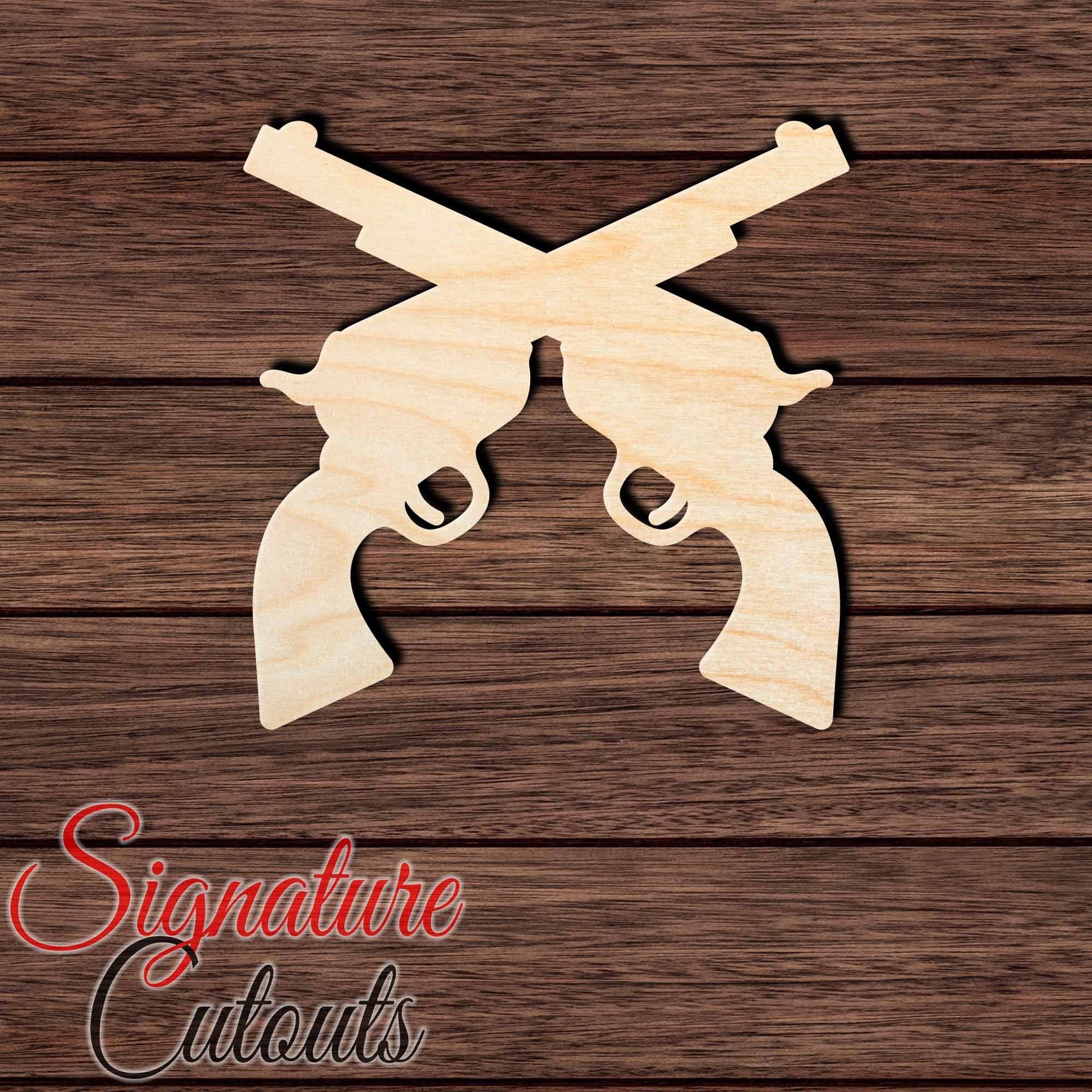 Guns Crossed 001 Shape Cutout in Wood, Acrylic or Acrylic Mirror - Signature Cutouts