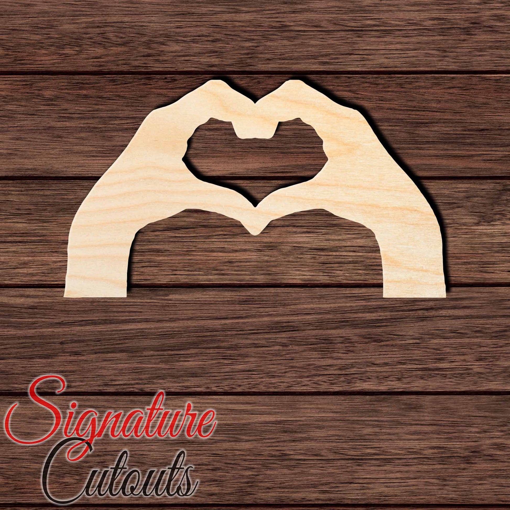 Hand Heart 001 Shape Cutout in Wood, Acrylic or Acrylic Mirror - Signature Cutouts