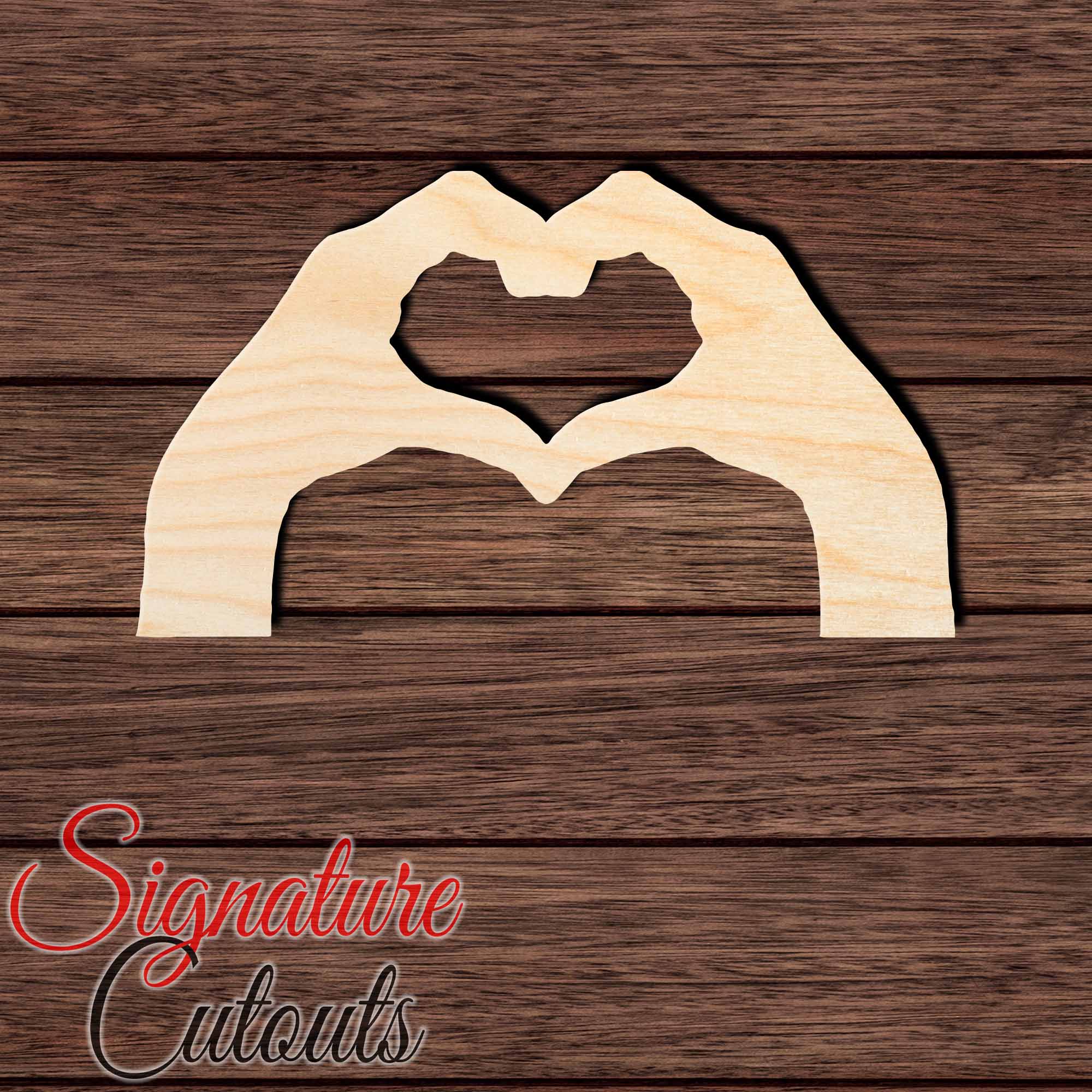 Hand Heart 001 Shape Cutout in Wood, Acrylic or Acrylic Mirror - Signature Cutouts