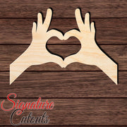 Hand Heart 002 Shape Cutout in Wood, Acrylic or Acrylic Mirror - Signature Cutouts