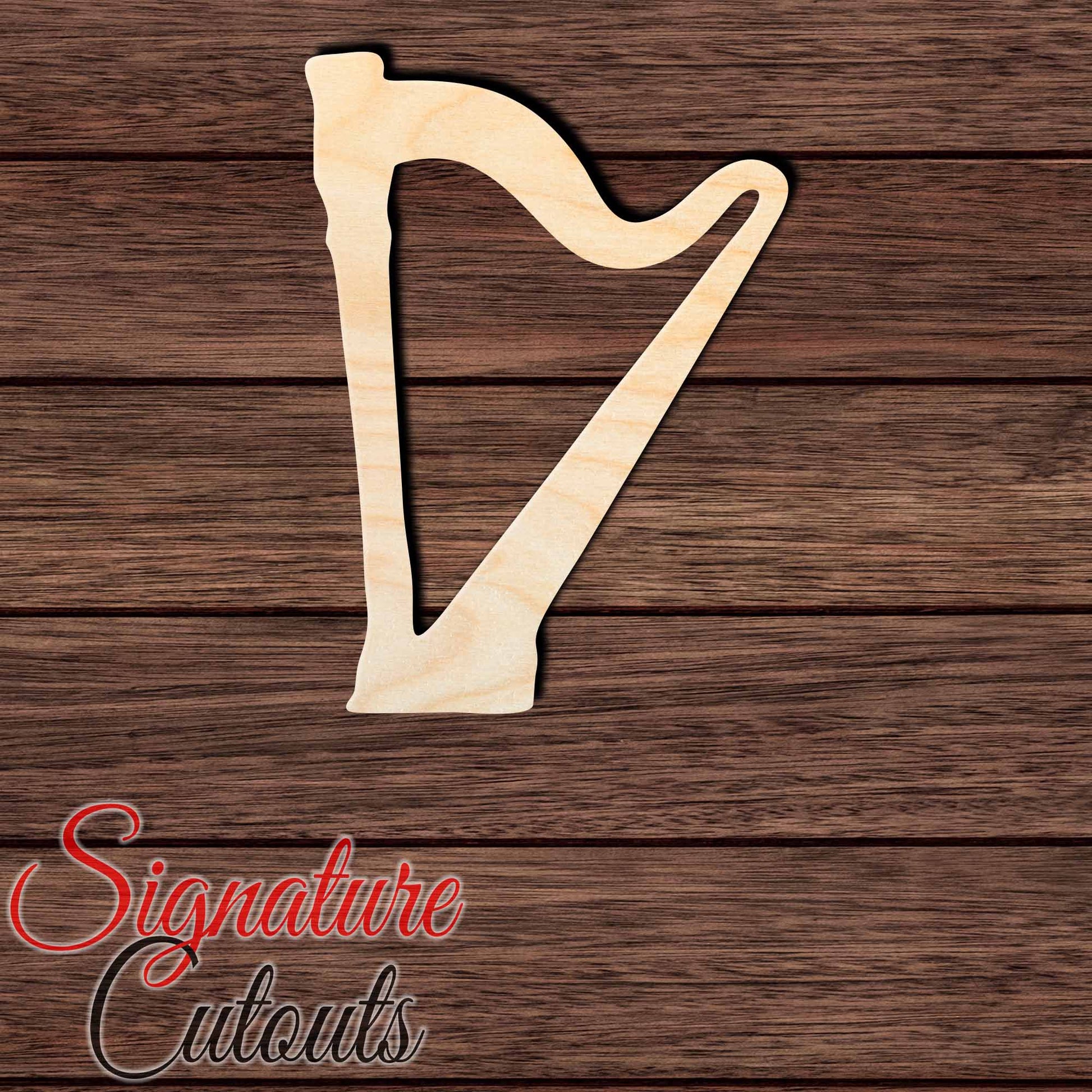 Harp 001 Shape Cutout in Wood, Acrylic or Acrylic Mirror - Signature Cutouts