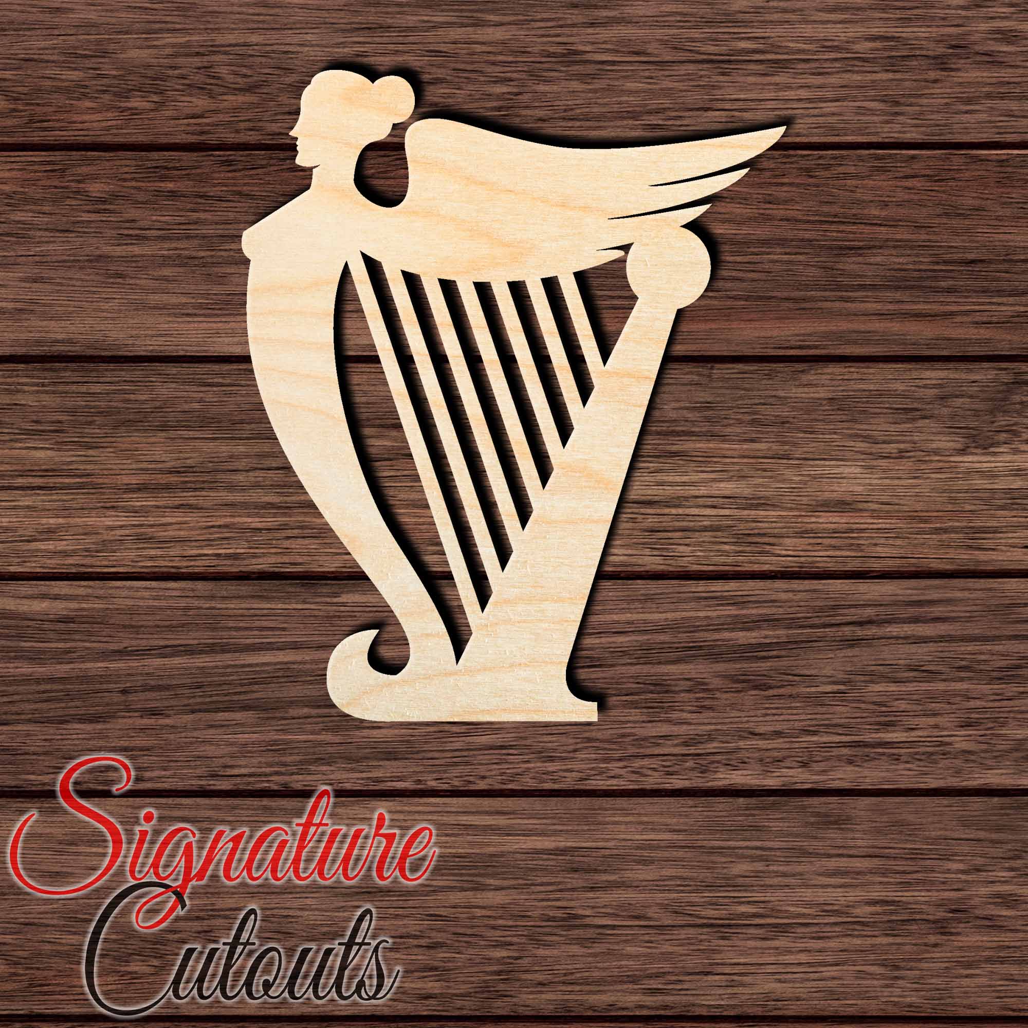 Harp 004 Shape Cutout in Wood, Acrylic or Acrylic Mirror - Signature Cutouts