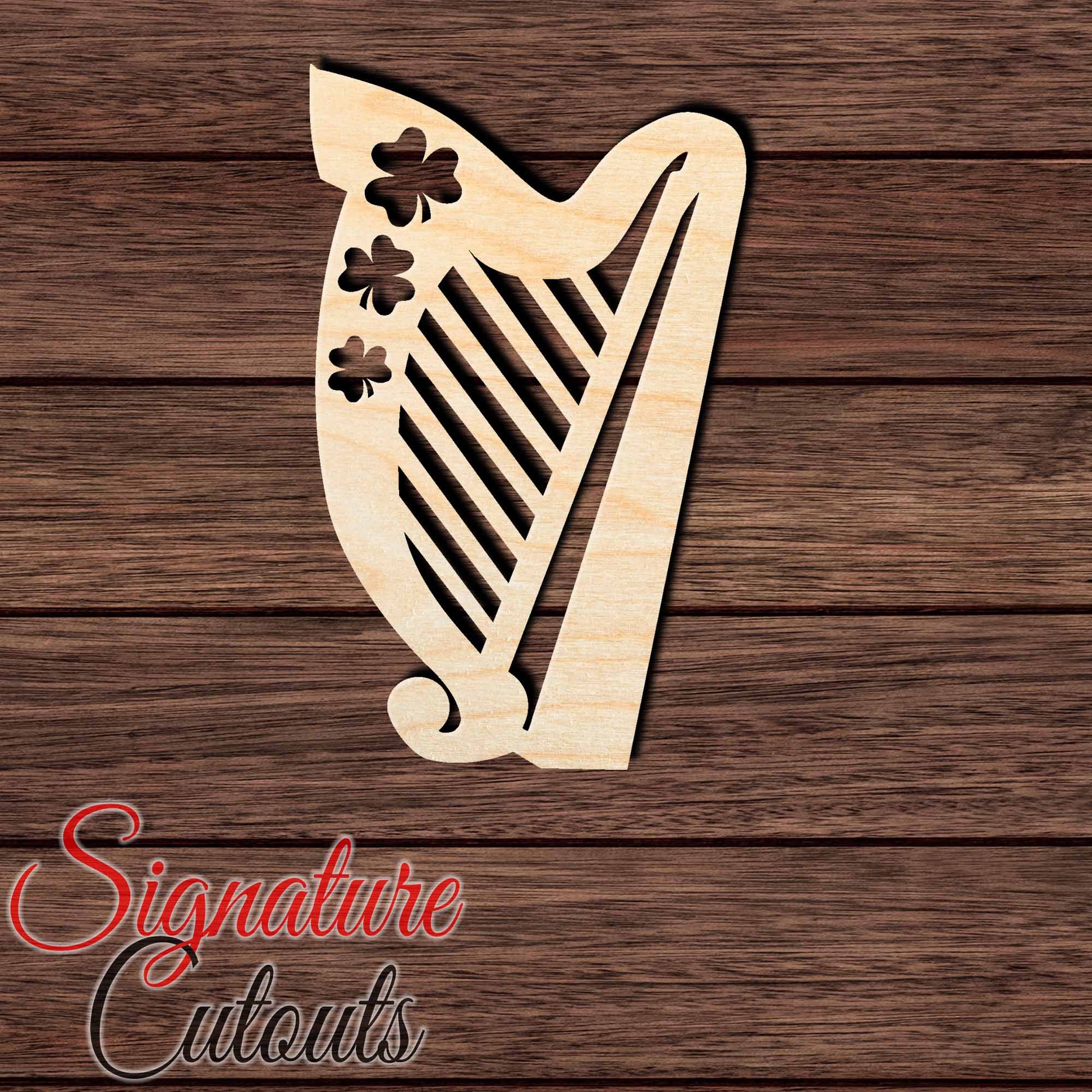 Harp 005 Shape Cutout in Wood, Acrylic or Acrylic Mirror - Signature Cutouts