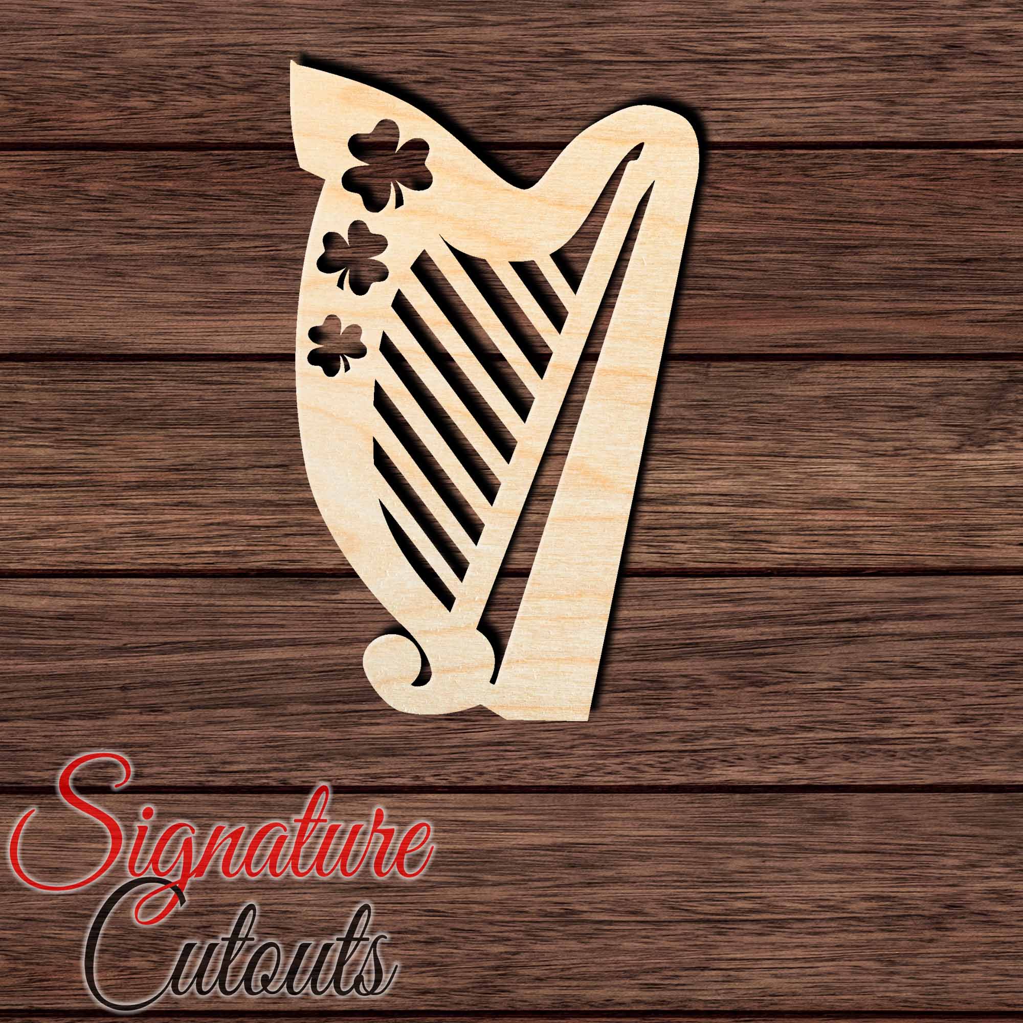 Harp 005 Shape Cutout in Wood, Acrylic or Acrylic Mirror - Signature Cutouts