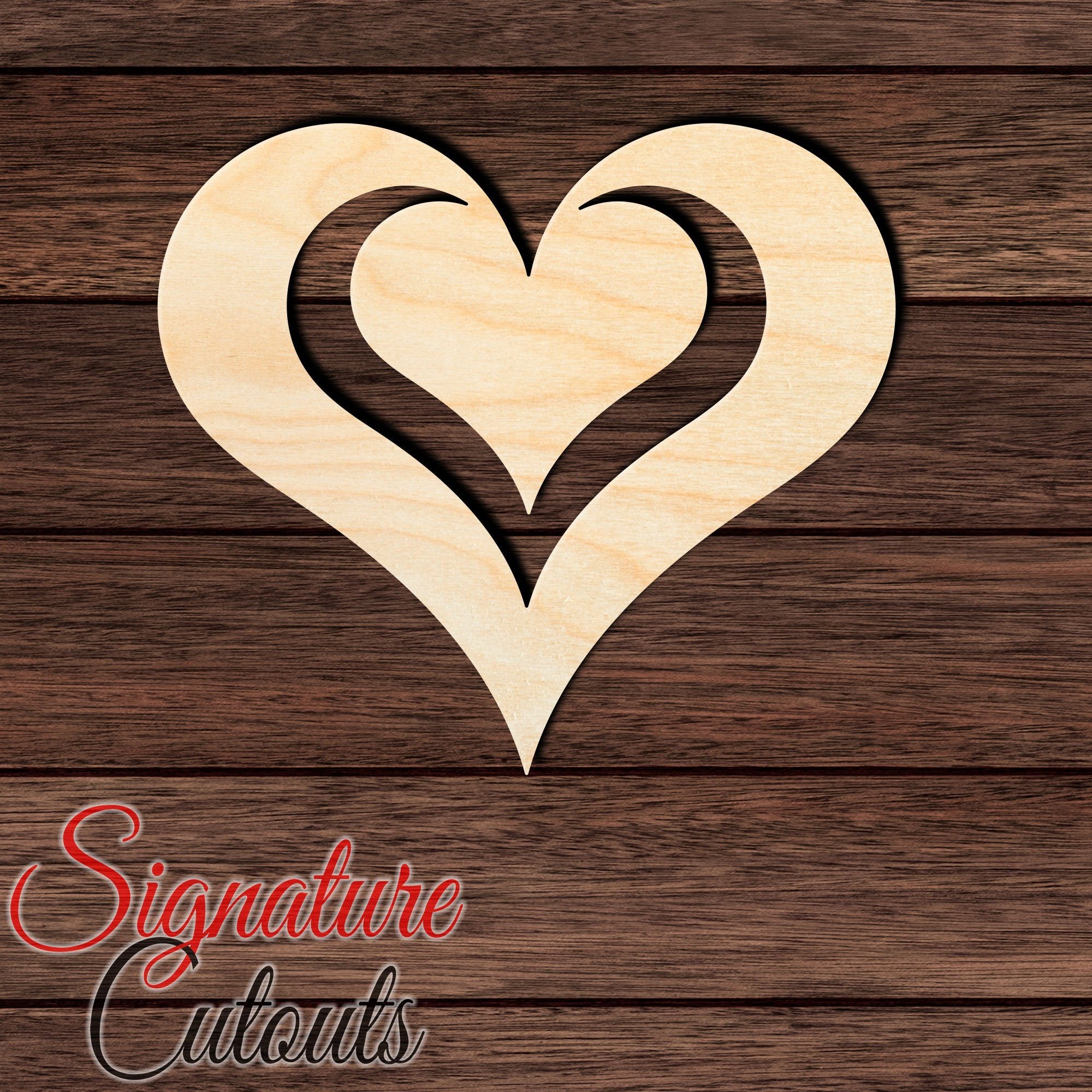 Heart 006 Shape Cutout in Wood, Acrylic or Acrylic Mirror - Signature Cutouts