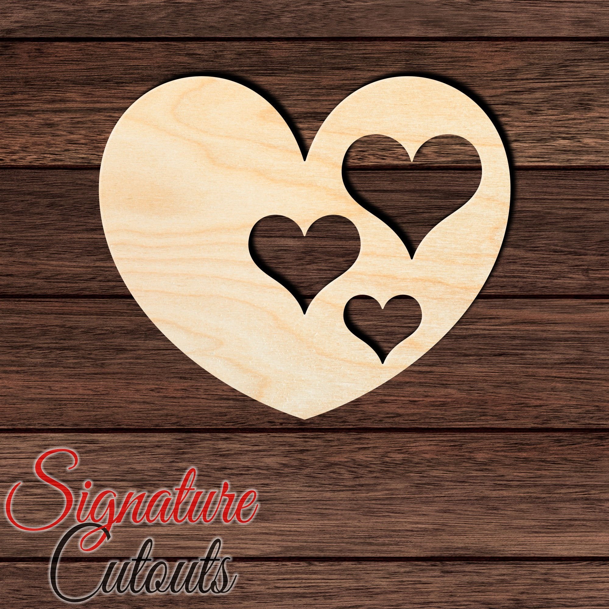 Heart 007 Shape Cutout in Wood, Acrylic or Acrylic Mirror - Signature Cutouts