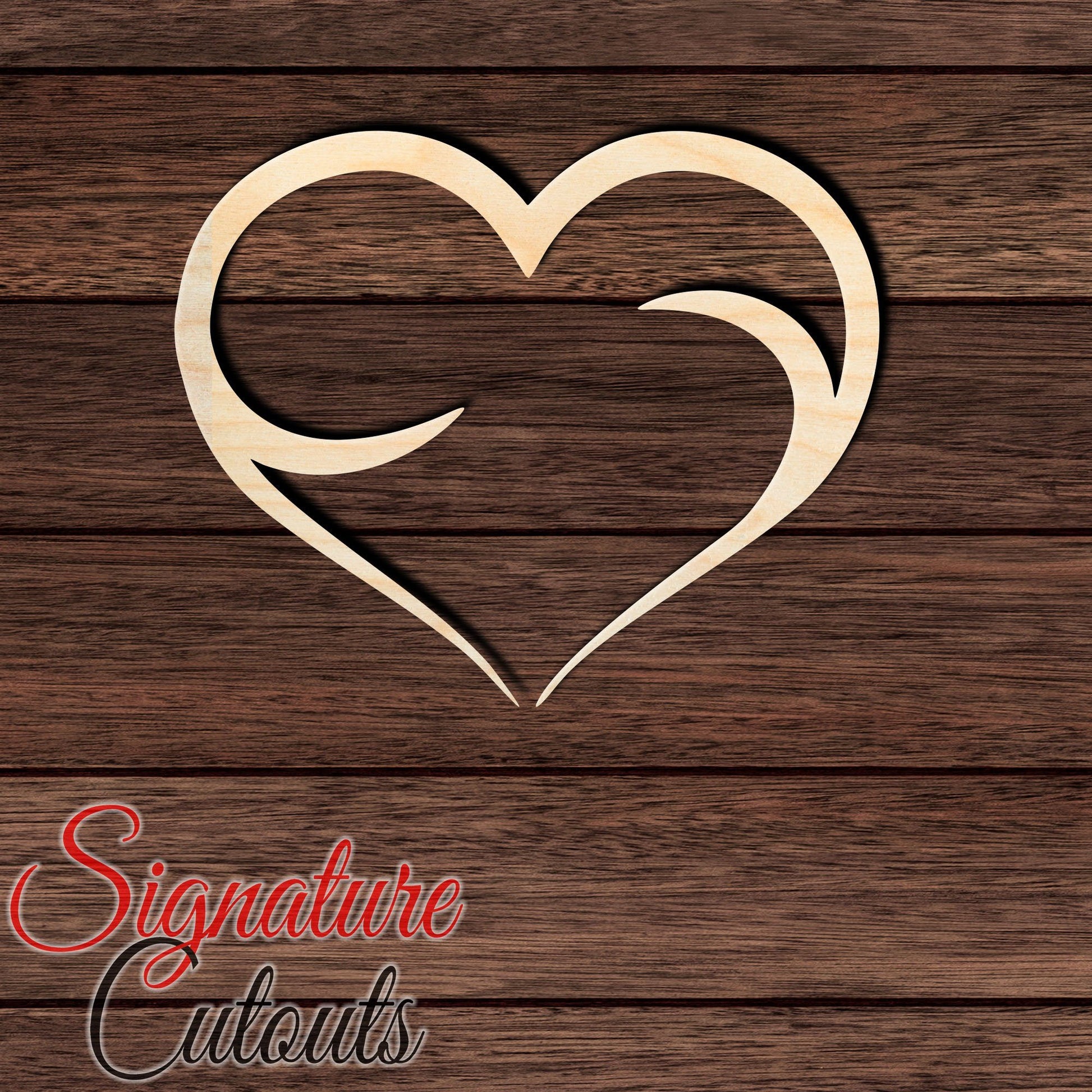 Heart 009 Shape Cutout in Wood, Acrylic or Acrylic Mirror - Signature Cutouts