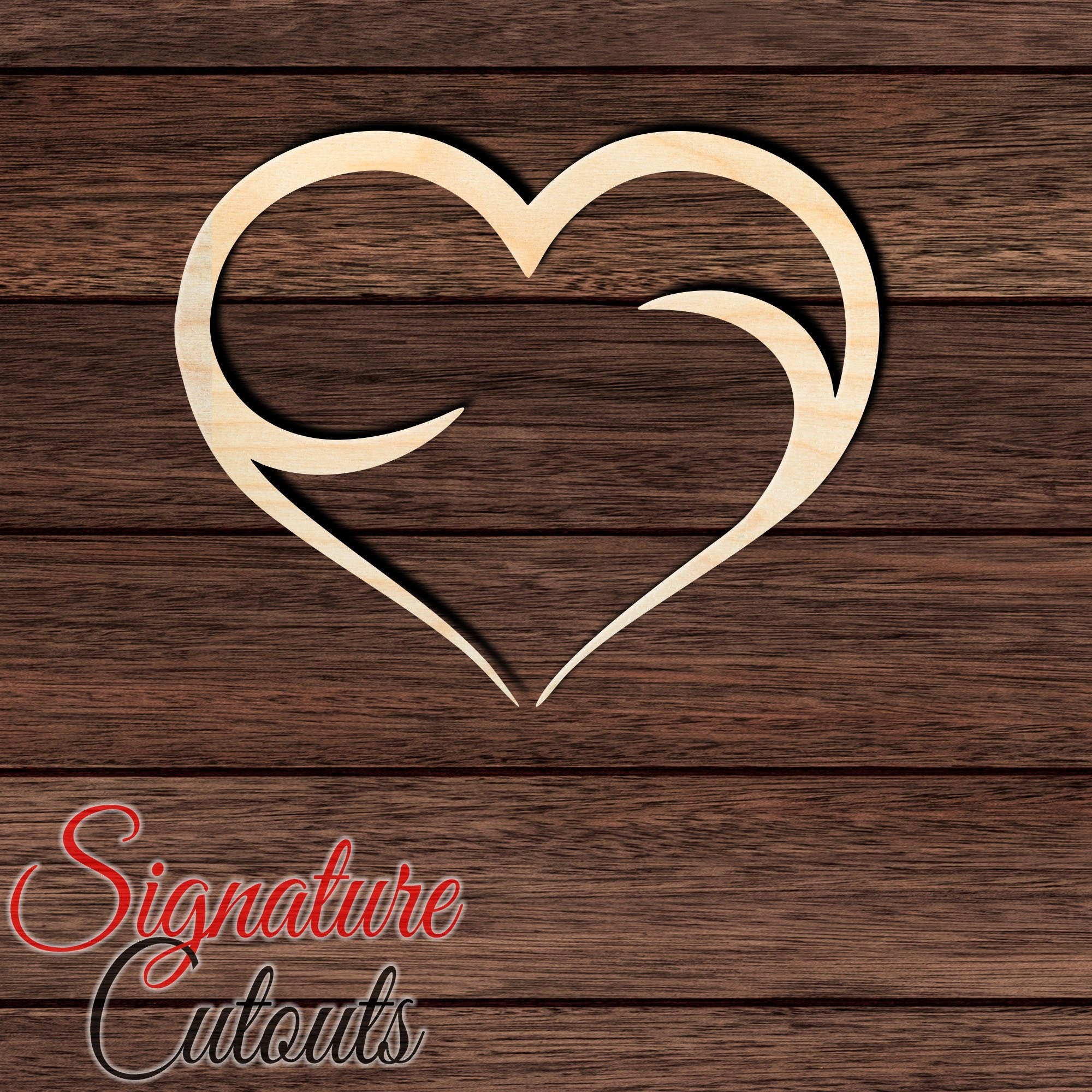 Heart 009 Shape Cutout in Wood, Acrylic or Acrylic Mirror - Signature Cutouts