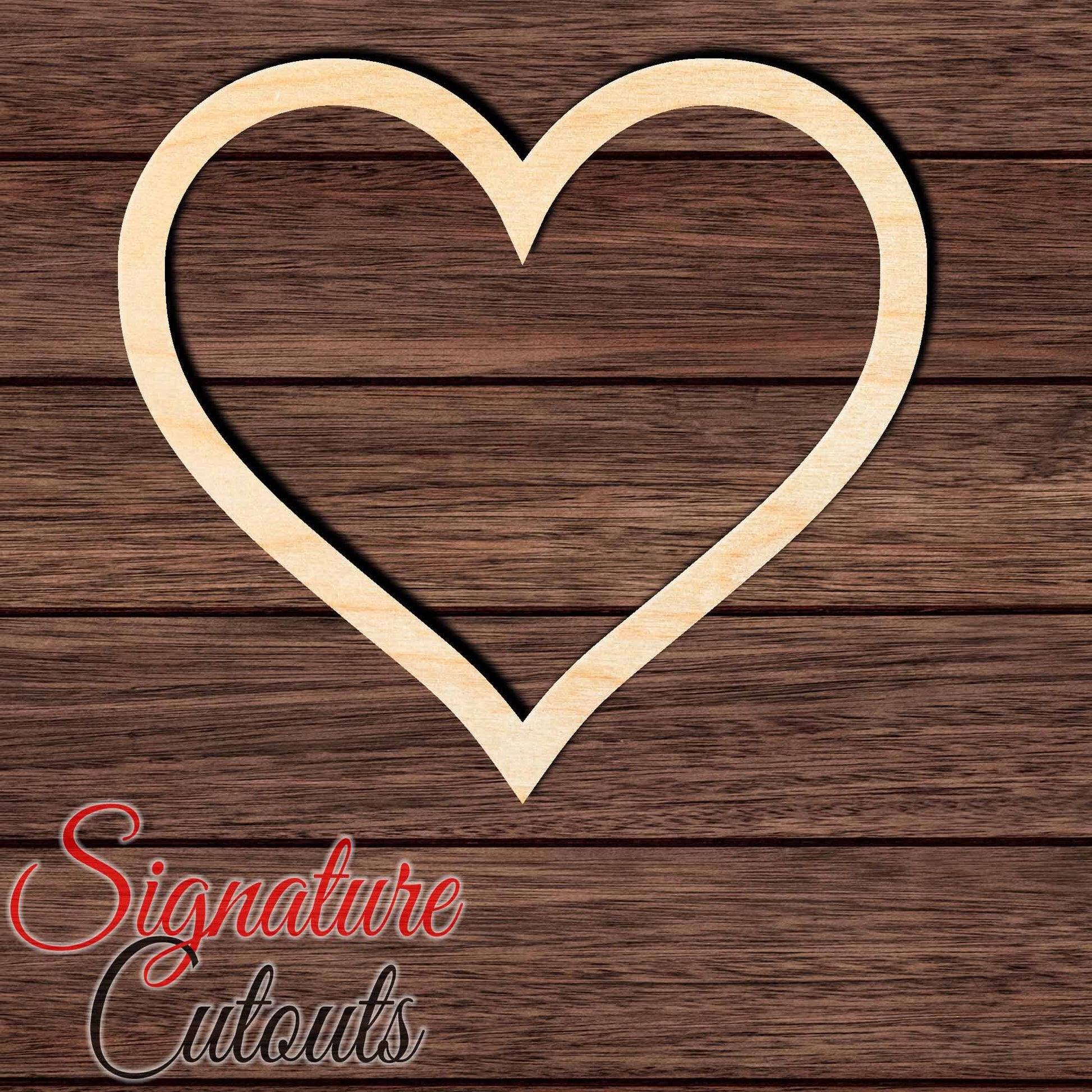 Heart Outline 001 Shape Cutout in Wood, Acrylic or Acrylic Mirror Craft Shapes & Bases Signature Cutouts 