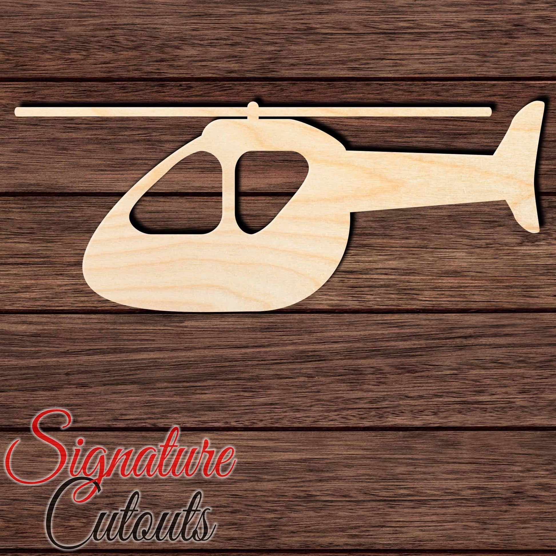 Helicopter 002 Shape Cutout in Wood, Acrylic or Acrylic Mirror - Signature Cutouts