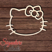 Hello Kitty Head with Bow Shape Cutout in Wood, Acrylic or Acrylic Mirror Craft Shapes & Bases Signature Cutouts 3 inches Wood (3/16 in. thick birch plywood) 