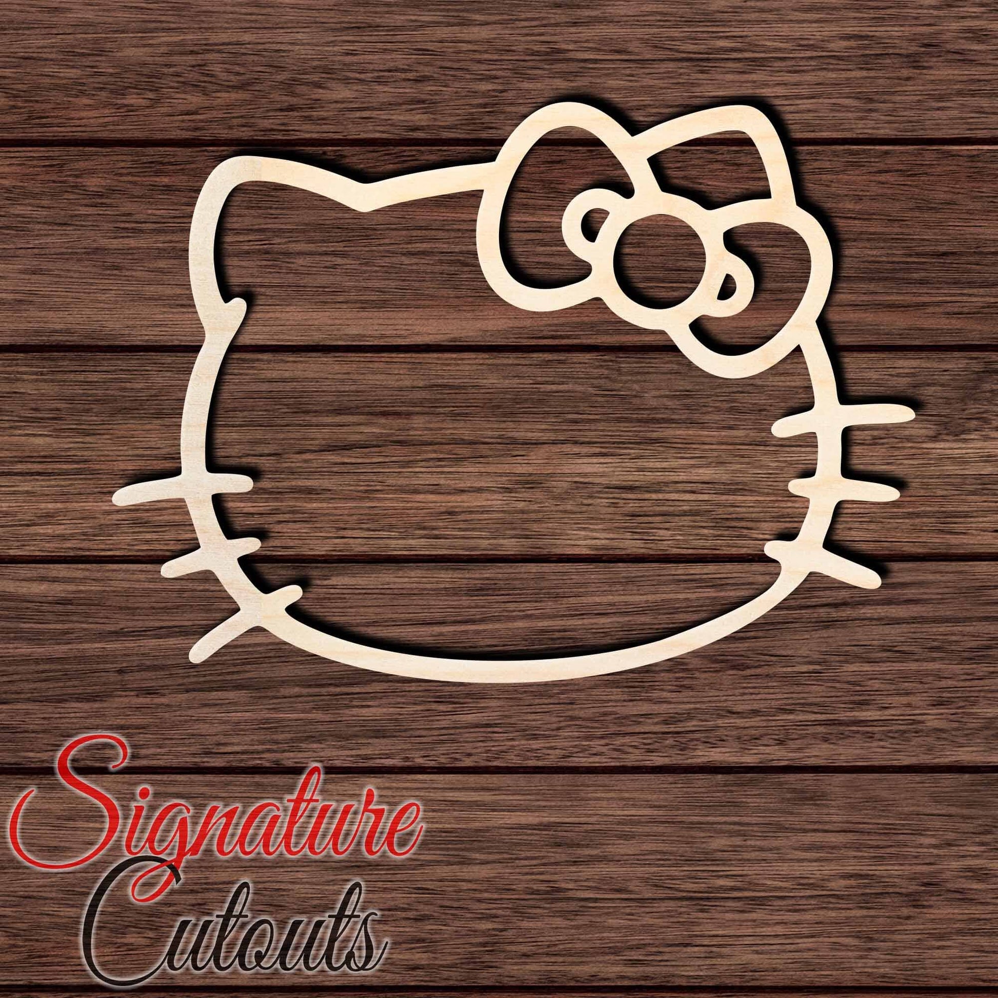 Hello Kitty Head with Bow Shape Cutout in Wood, Acrylic or Acrylic Mirror Craft Shapes & Bases Signature Cutouts 3 inches Wood (3/16 in. thick birch plywood) 