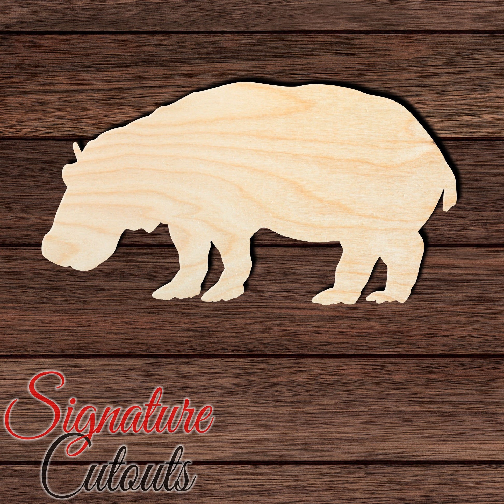 Hippo 001 Shape Cutout in Wood, Acrylic or Acrylic Mirror - Signature Cutouts