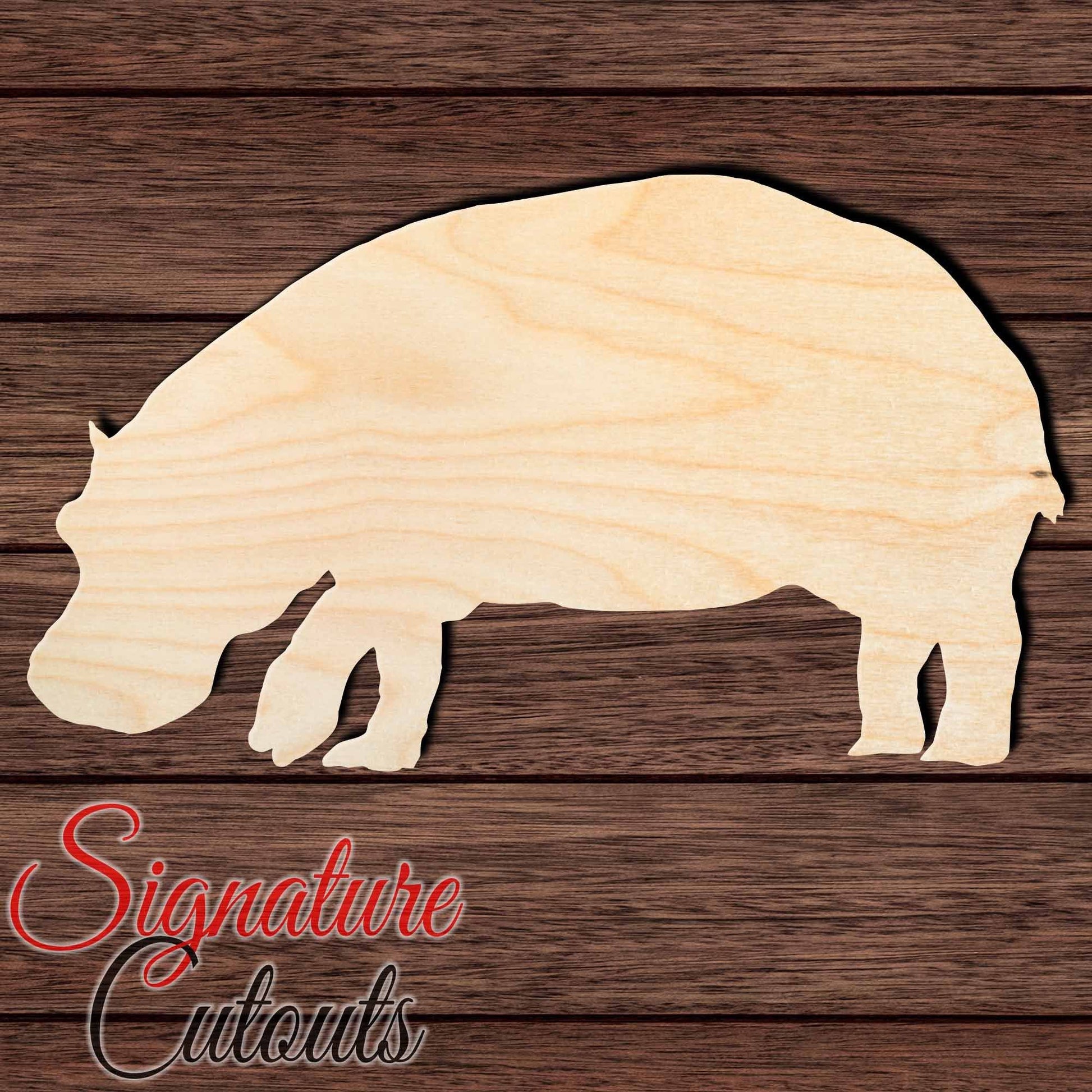 Hippo 004 Shape Cutout in Wood, Acrylic or Acrylic Mirror - Signature Cutouts