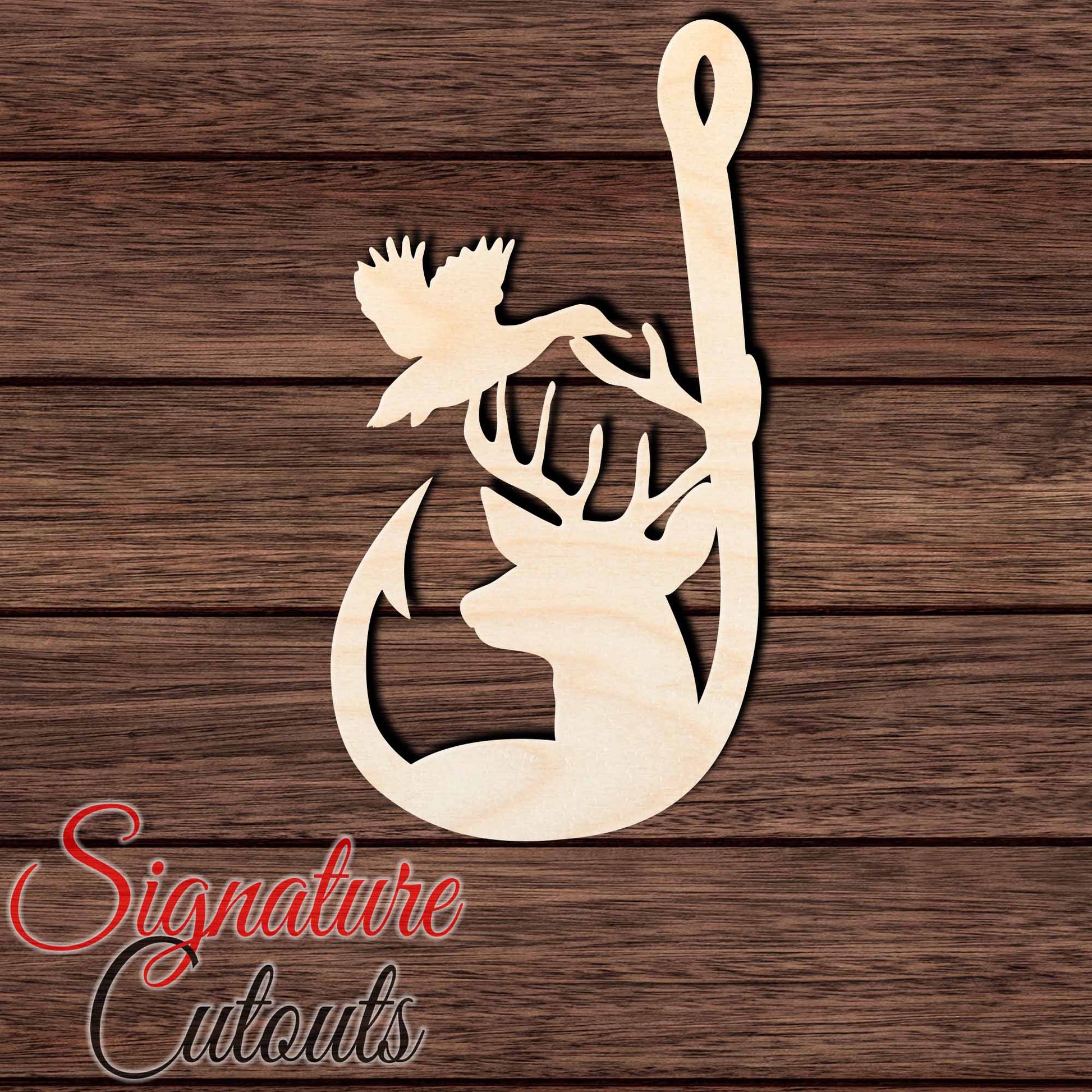 Hunting Emblem 001 Shape Cutout in Wood, Acrylic or Acrylic Mirror - Signature Cutouts