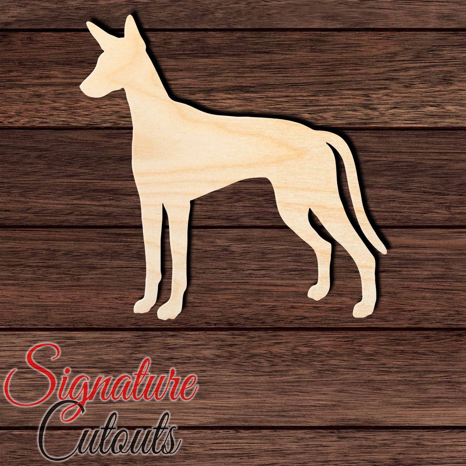 Ibizan Hound Shape Cutout in Wood, Acrylic or Acrylic Mirror - Signature Cutouts