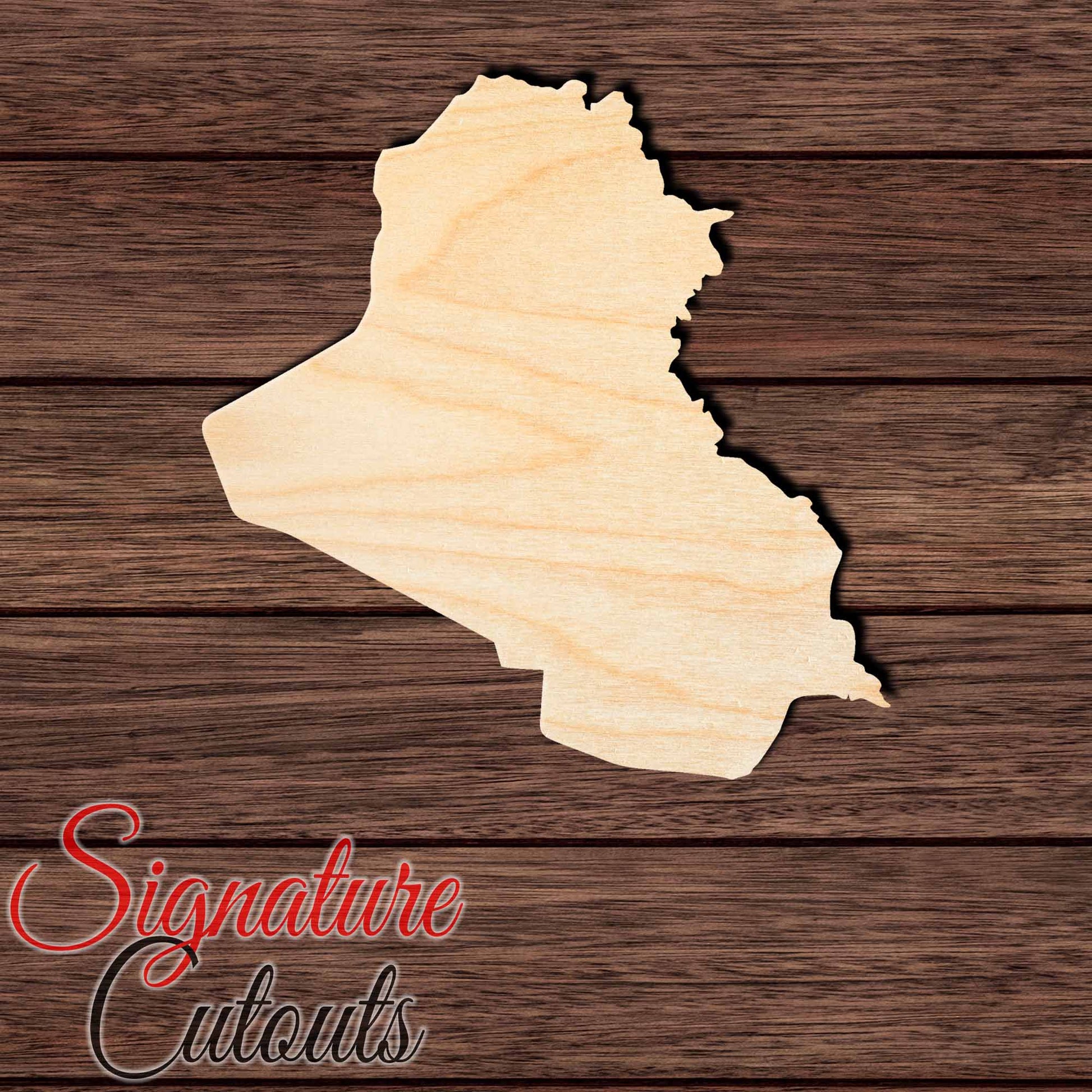 Iraq Shape Cutout in Wood, Acrylic or Acrylic Mirror - Signature Cutouts