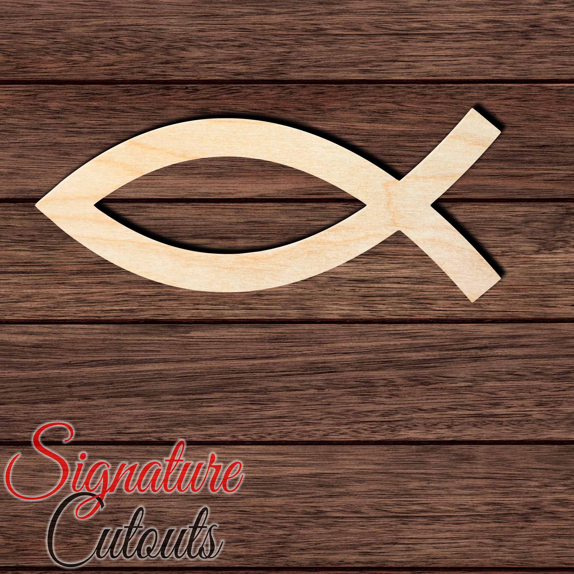 Jesus Fish 002 Shape Cutout in Wood, Acrylic or Acrylic Mirror - Signature Cutouts