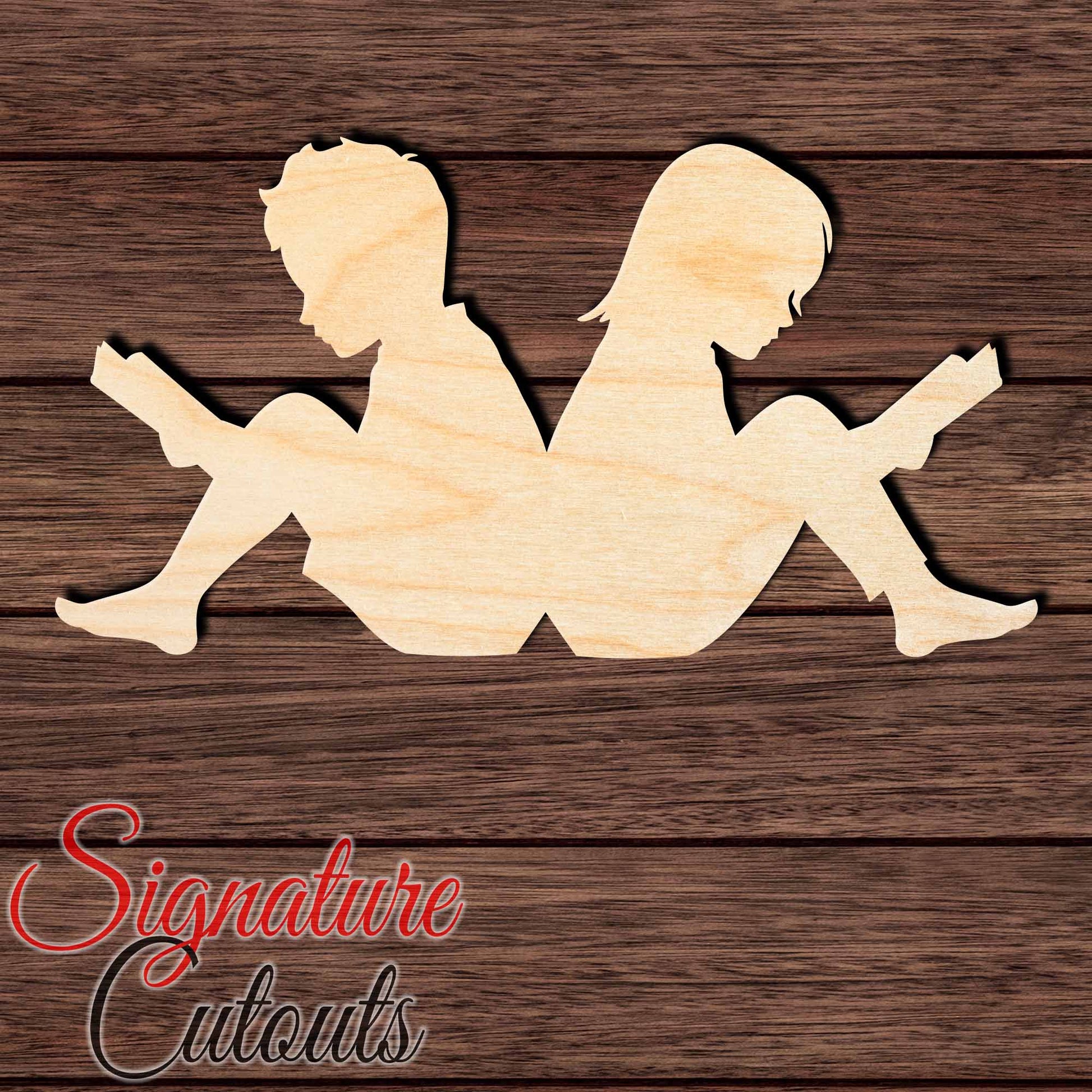 Kids Reading 001 Shape Cutout in Wood, Acrylic or Acrylic Mirror Craft Shapes & Bases Signature Cutouts 