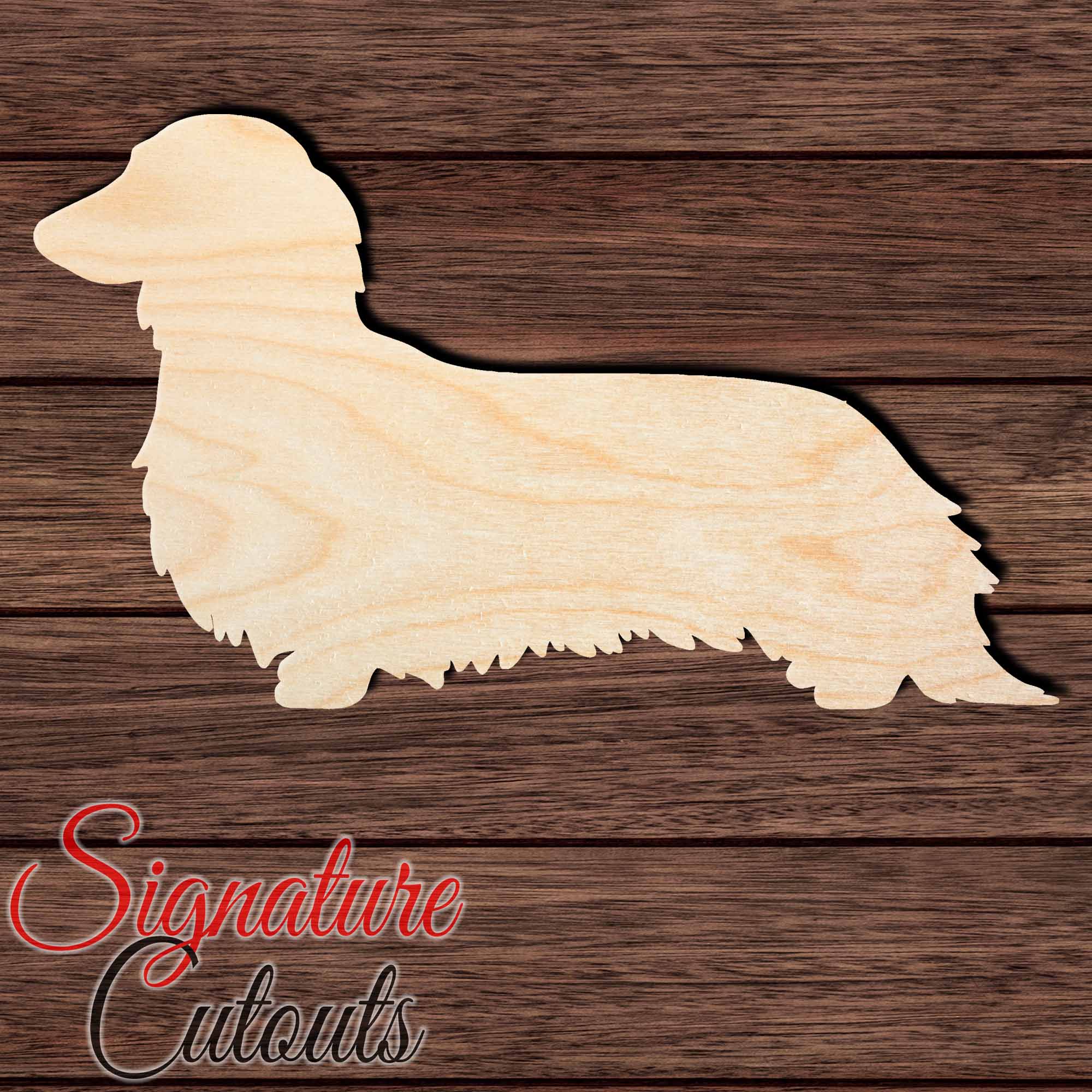 Longhair Dachshund 001 Shape Cutout in Wood, Acrylic or Acrylic Mirror - Signature Cutouts