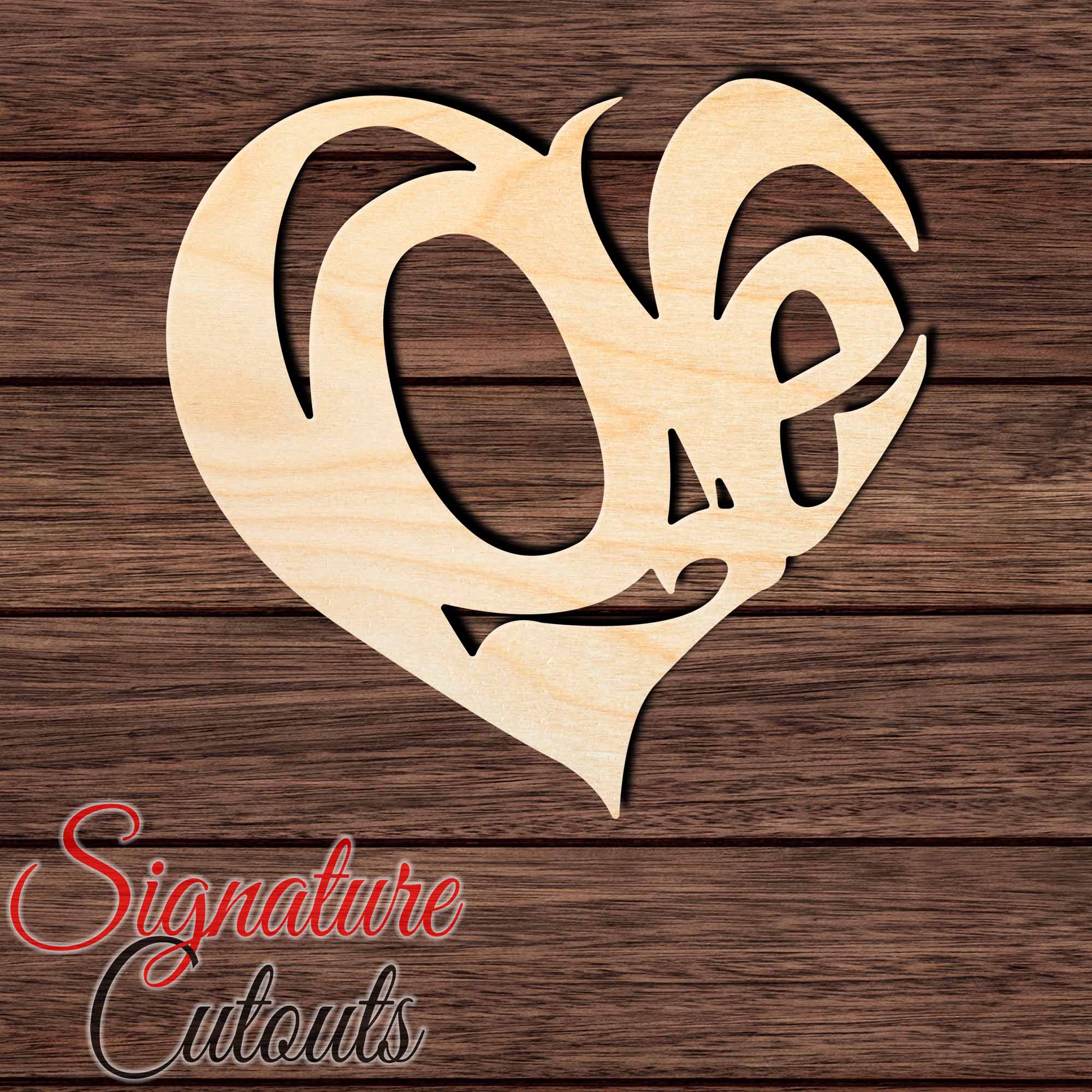 Love Heart 001 Shape Cutout in Wood, Acrylic or Acrylic Mirror Craft Shapes & Bases Signature Cutouts 