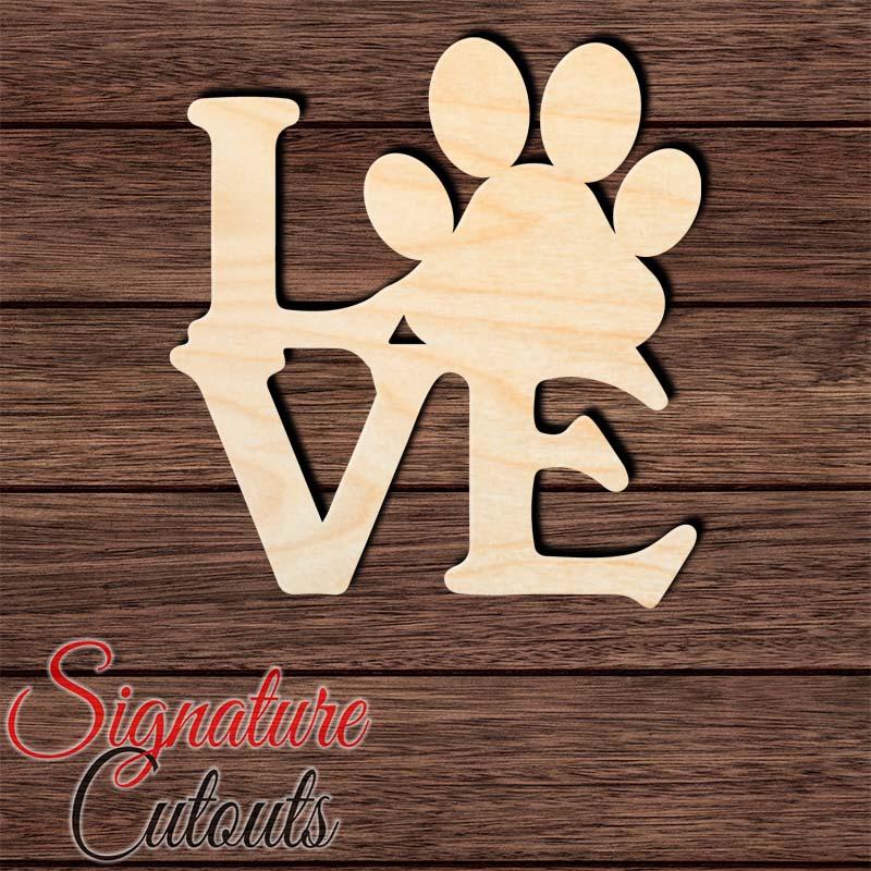 Love Paw 001 Shape Cutout in Wood, Acrylic or Acrylic Mirror in Wood, Acrylic or Acrylic Mirror - Signature Cutouts