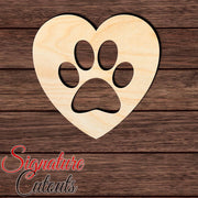 Love Paw 004 Shape Cutout in Wood, Acrylic or Acrylic Mirror Craft Shapes & Bases Signature Cutouts 