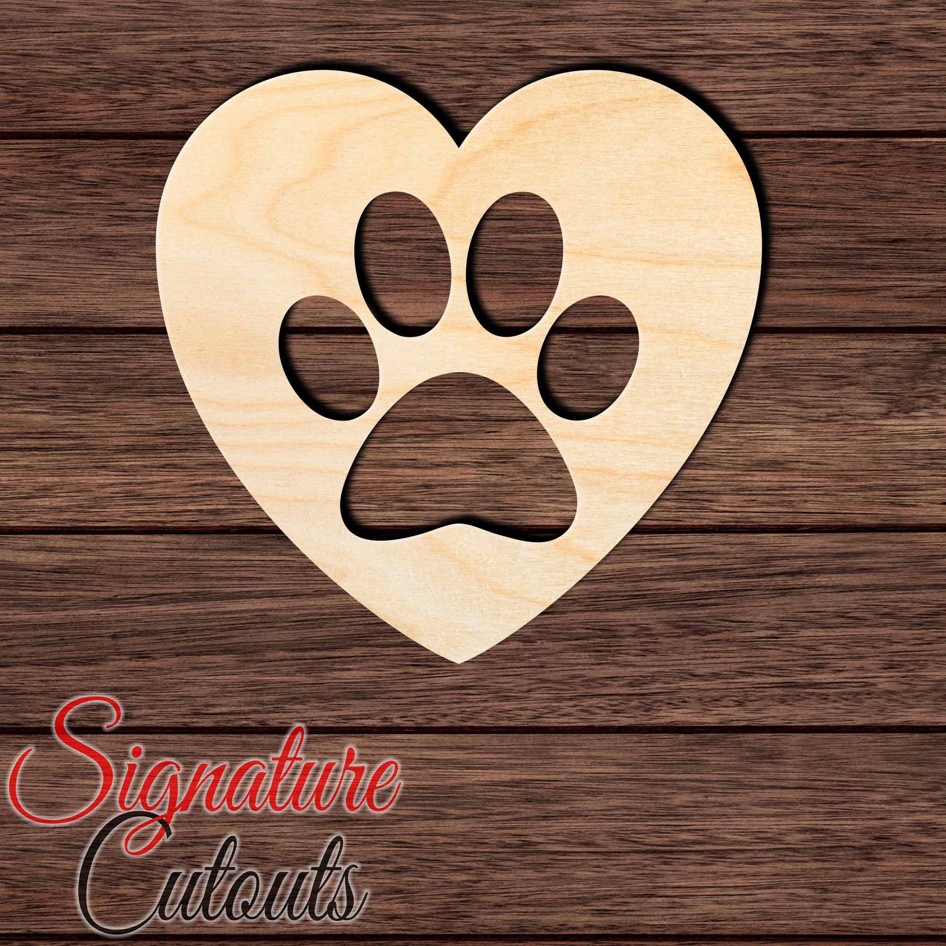 Love Paw 004 Shape Cutout in Wood, Acrylic or Acrylic Mirror Craft Shapes & Bases Signature Cutouts 