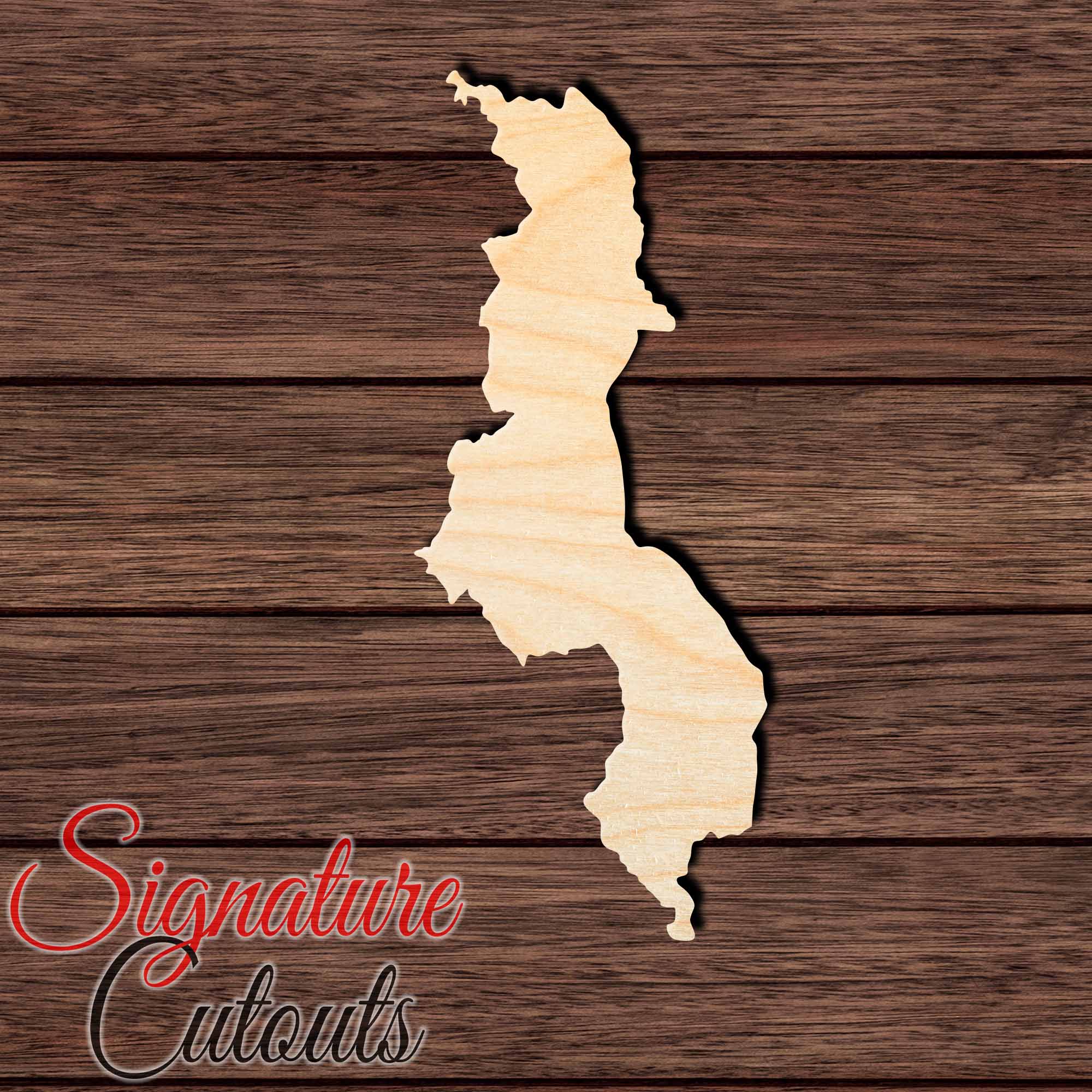 Malawi Shape Cutout in Wood, Acrylic or Acrylic Mirror - Signature Cutouts