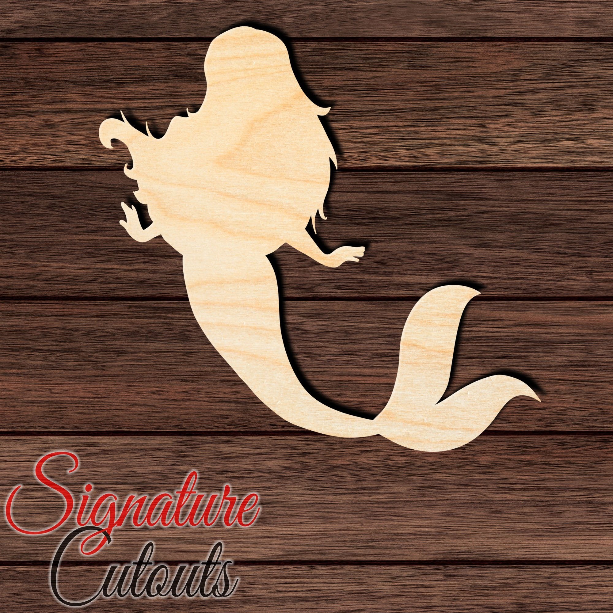 Mermaid 003 Shape Cutout in Wood, Acrylic or Acrylic Mirror - Signature Cutouts