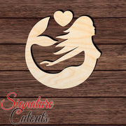 Mermaid 009 With Heart Shape Cutout in Wood, Acrylic or Acrylic Mirror - Signature Cutouts