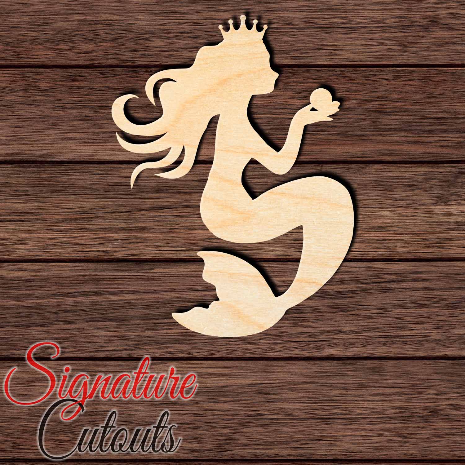 Mermaid 010 With Heart Shape Cutout in Wood, Acrylic or Acrylic Mirror - Signature Cutouts