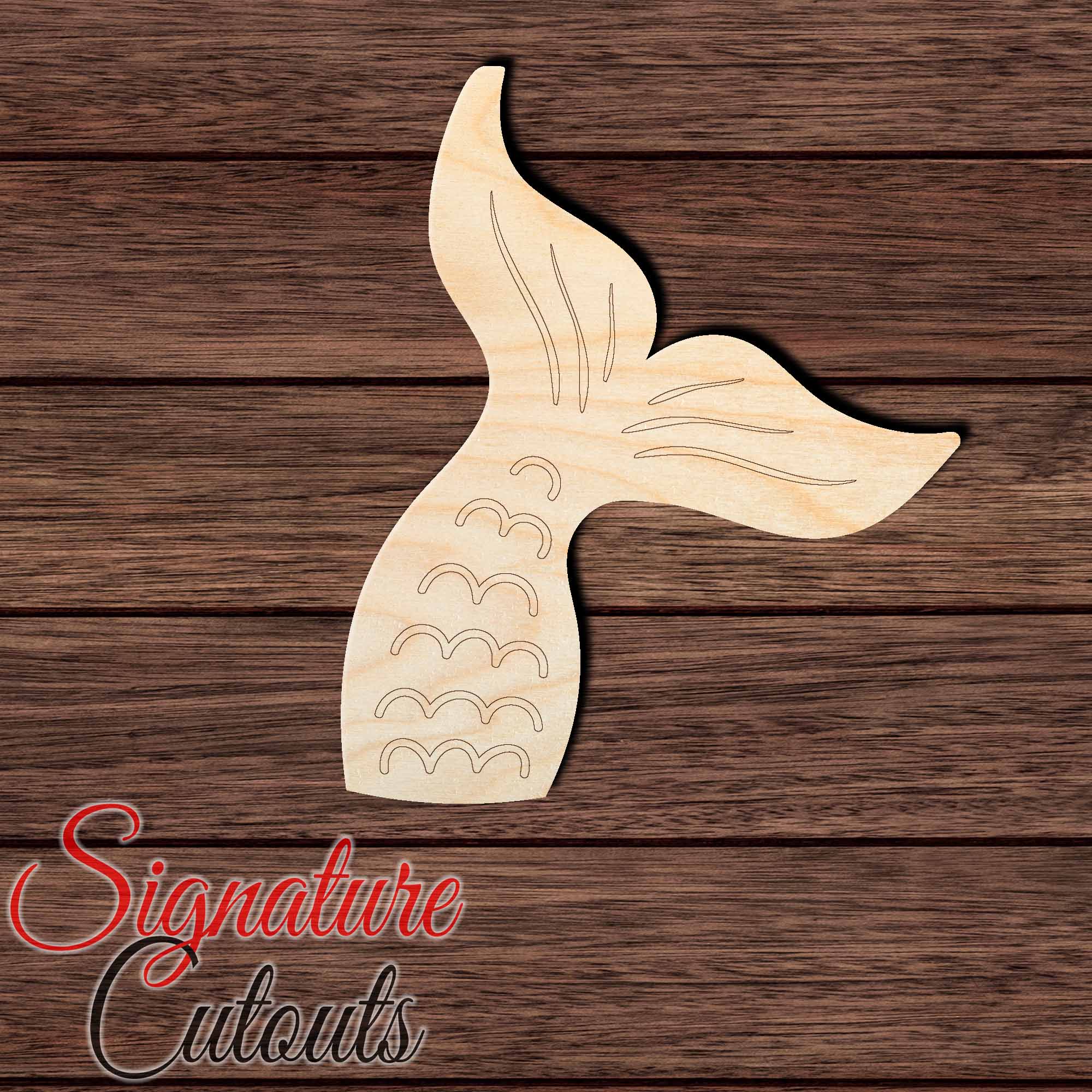 Mermaid Tail 002 - Paint By Line Shape Cutout in Wood, Acrylic or Acrylic Mirror - Signature Cutouts