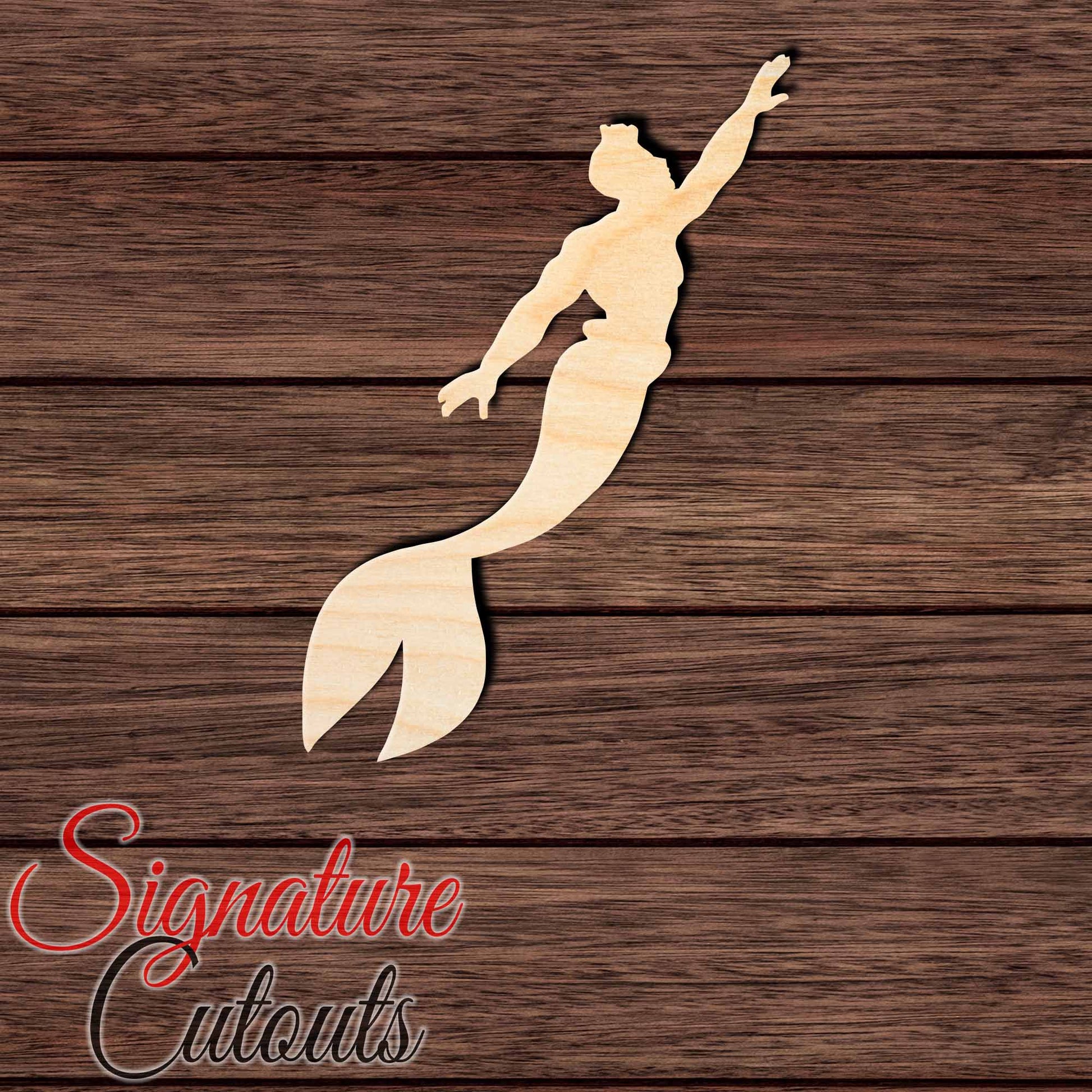Merman 001 Shape Cutout in Wood, Acrylic or Acrylic Mirror - Signature Cutouts