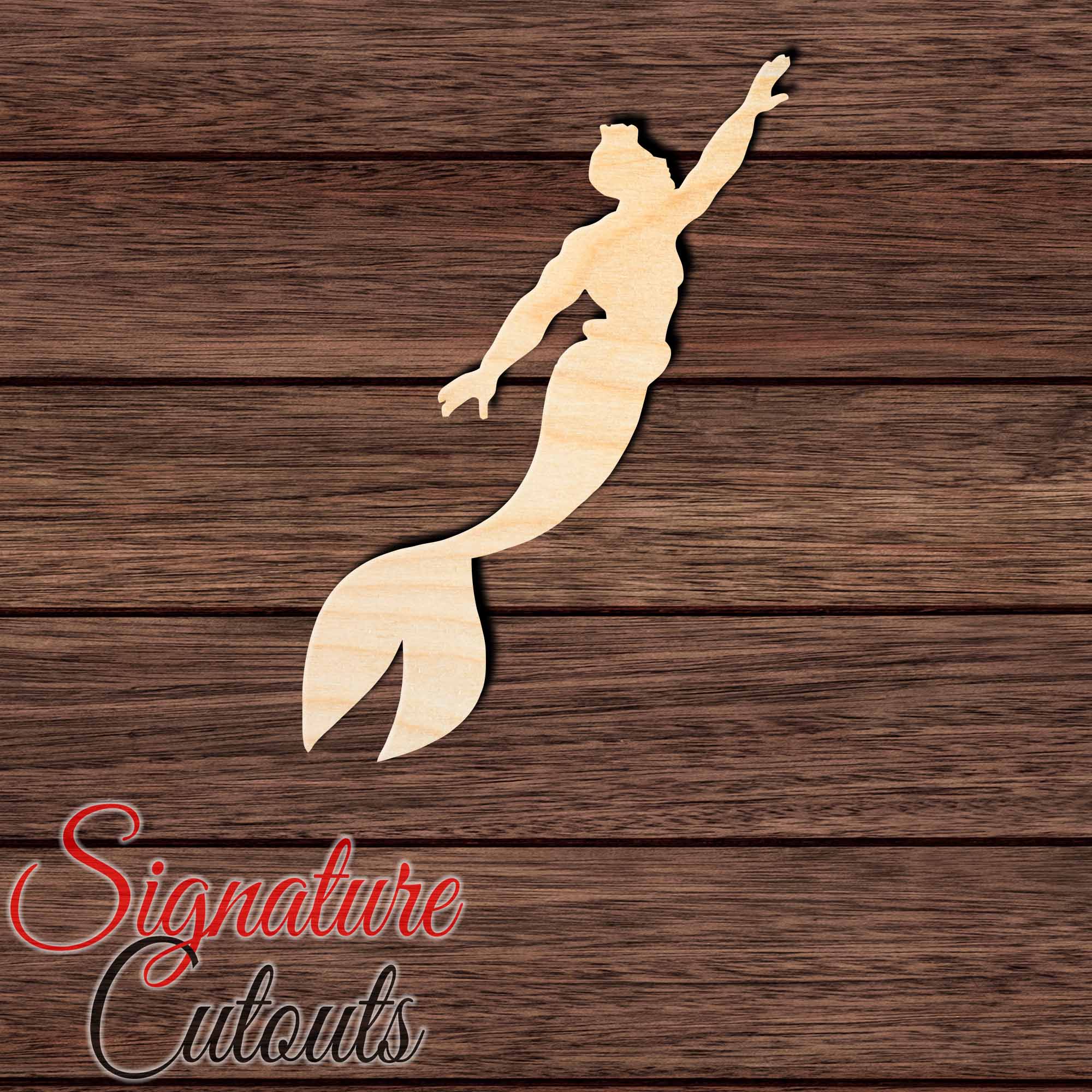 Merman 001 Shape Cutout in Wood, Acrylic or Acrylic Mirror - Signature Cutouts