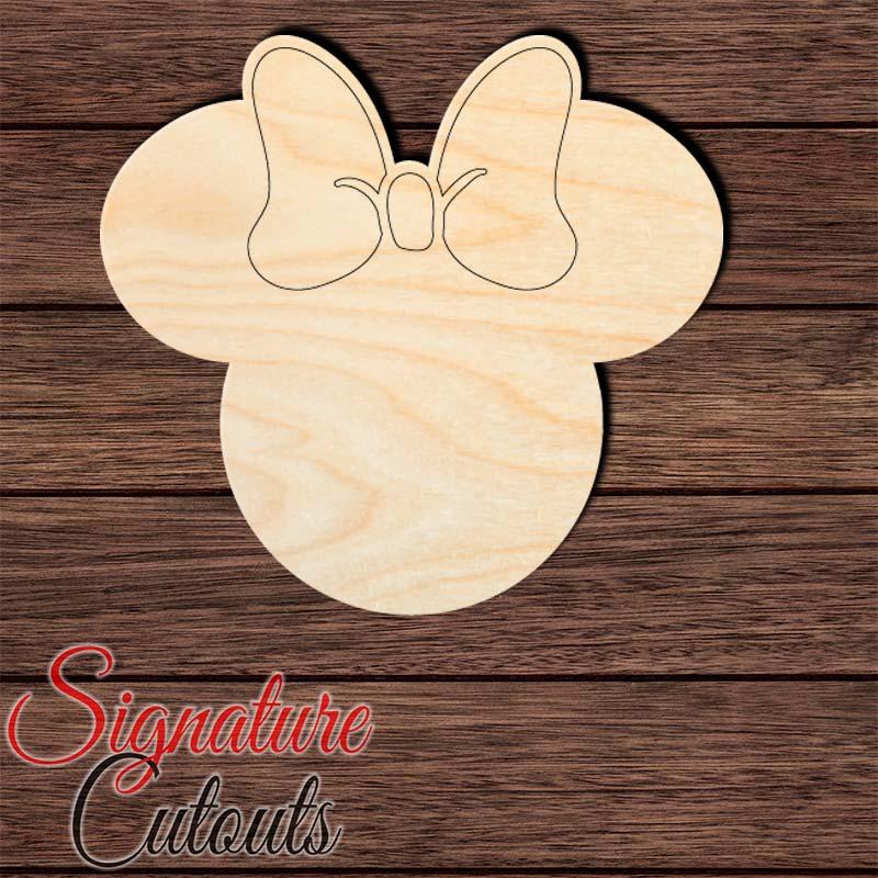Minnie Mouse Head 001 Shape Cutout in Wood, Acrylic or Acrylic Mirror - Signature Cutouts