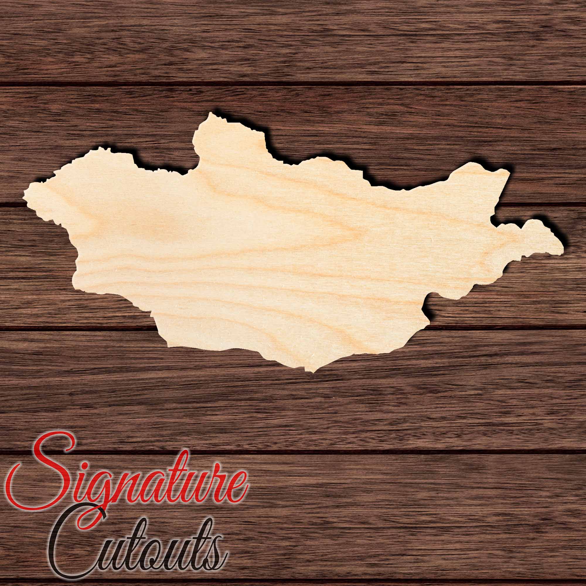 Mongolia Shape Cutout in Wood, Acrylic or Acrylic Mirror - Signature Cutouts