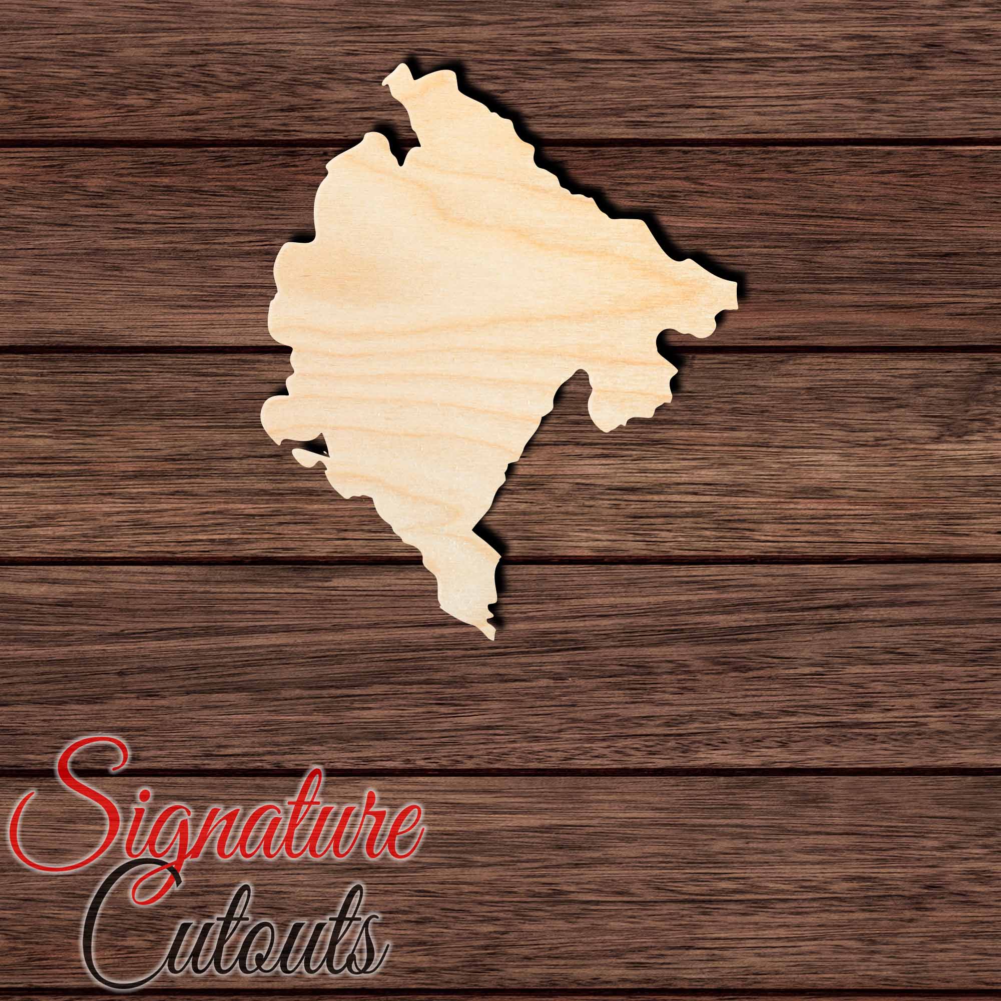 Montenegro Shape Cutout in Wood, Acrylic or Acrylic Mirror Craft Shapes & Bases Signature Cutouts 