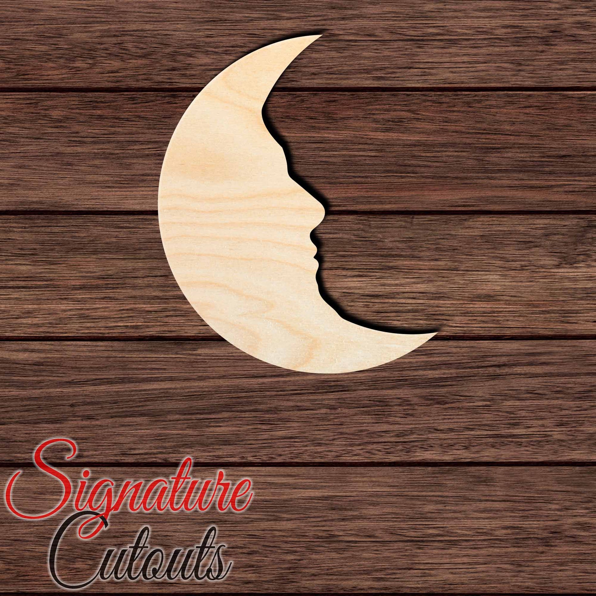 Moon Face 001 Shape Cutout in Wood, Acrylic or Acrylic Mirror - Signature Cutouts