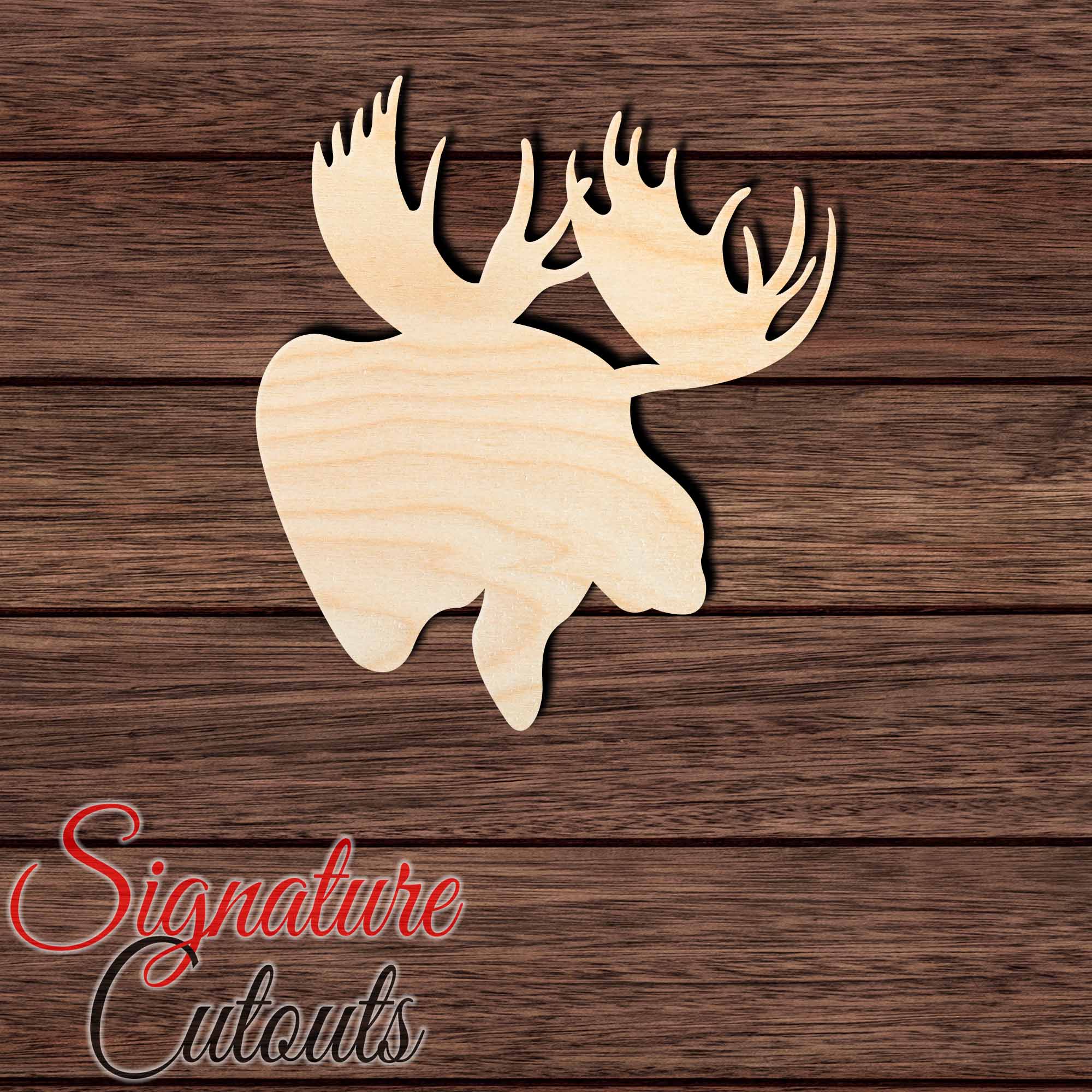Moose Head 001 Shape Cutout in Wood, Acrylic or Acrylic Mirror - Signature Cutouts
