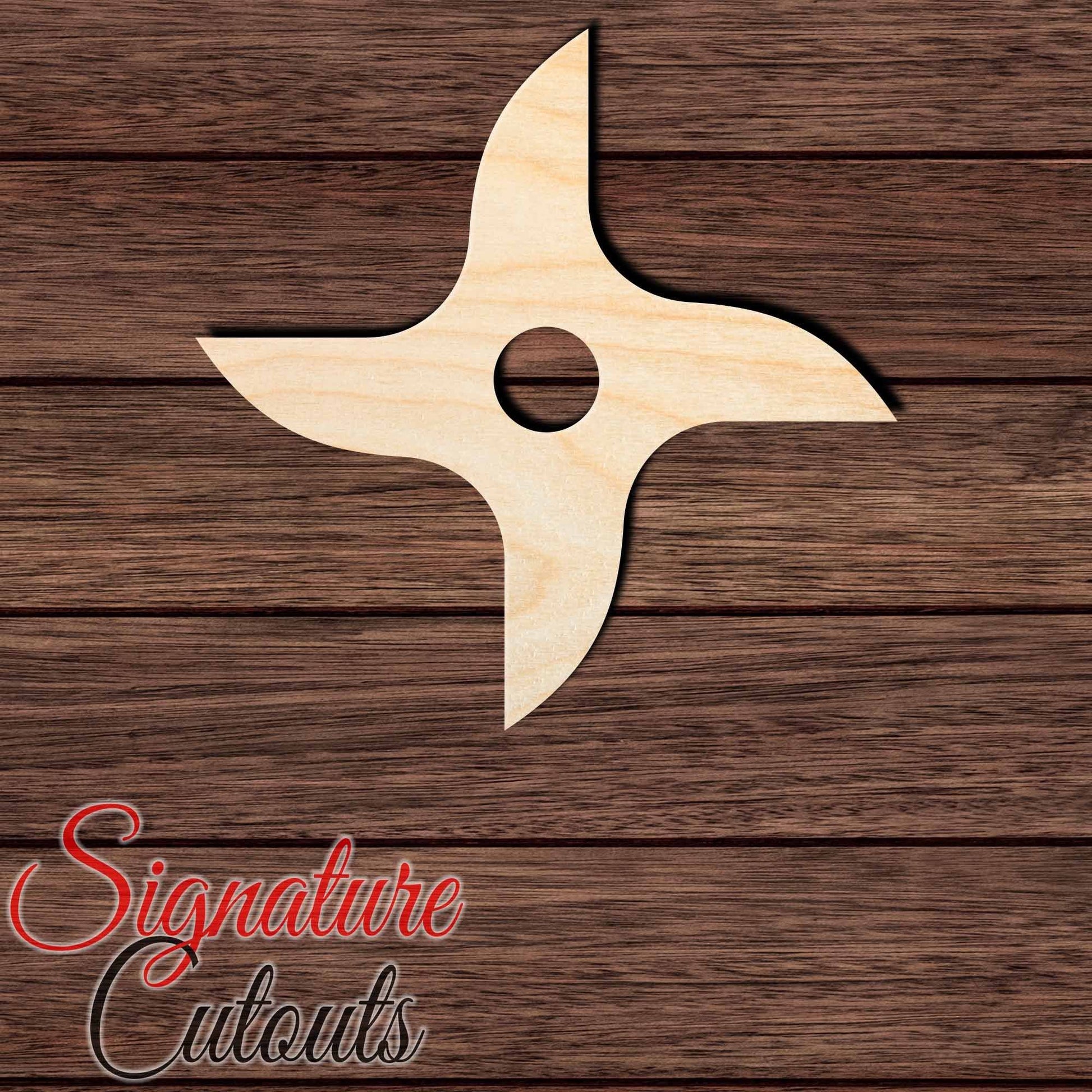 Ninja Star 007 Shape Cutout in Wood, Acrylic or Acrylic Mirror - Signature Cutouts
