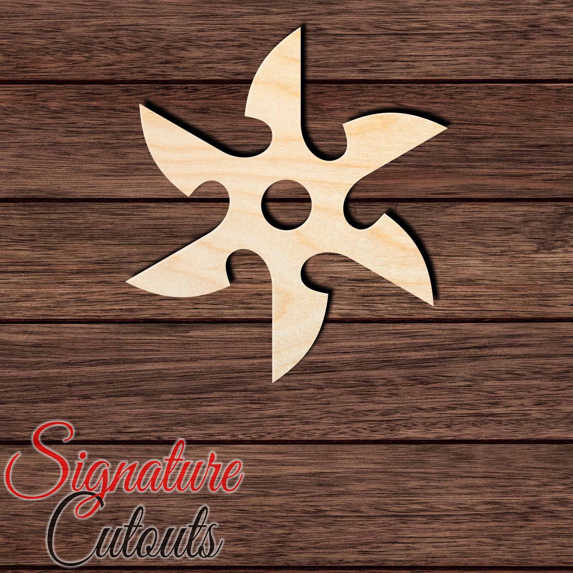Ninja Star 009 Shape Cutout in Wood, Acrylic or Acrylic Mirror - Signature Cutouts