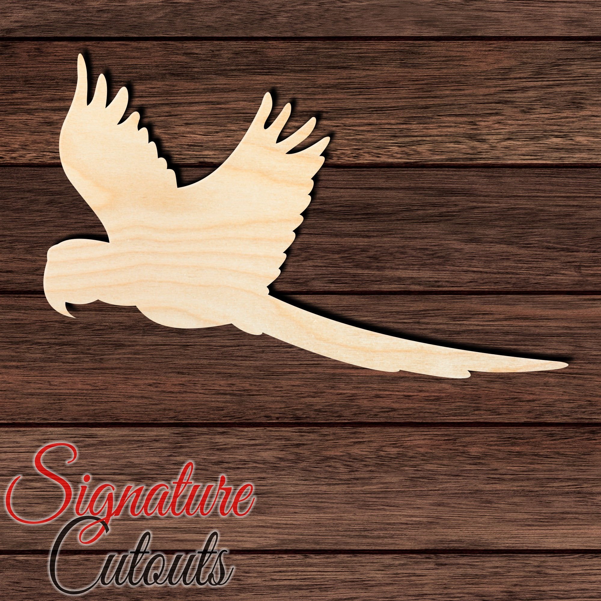 Parrot 001 Shape Cutout in Wood, Acrylic or Acrylic Mirror - Signature Cutouts