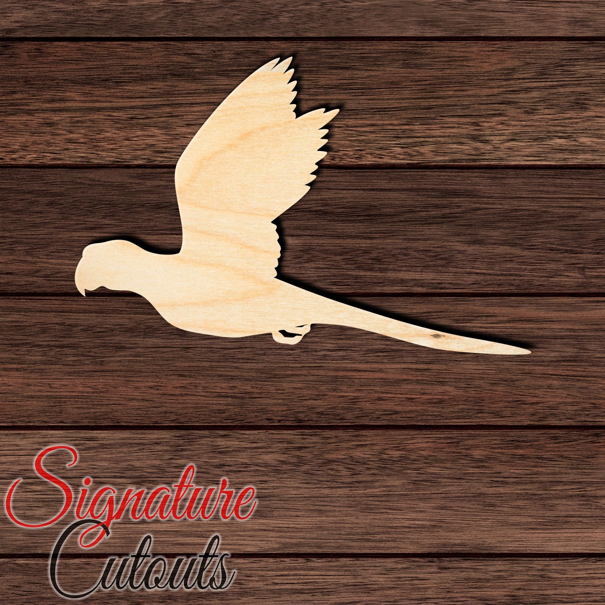 Parrot 003 Shape Cutout in Wood, Acrylic or Acrylic Mirror - Signature Cutouts