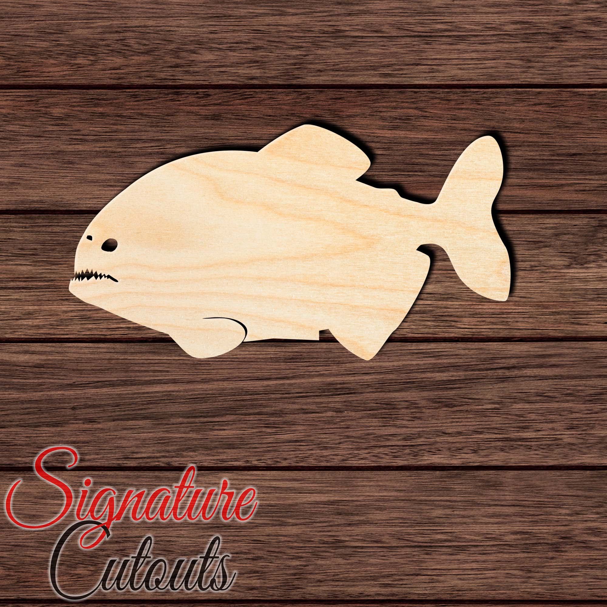 Piranha 003 Shape Cutout in Wood, Acrylic or Acrylic Mirror - Signature Cutouts