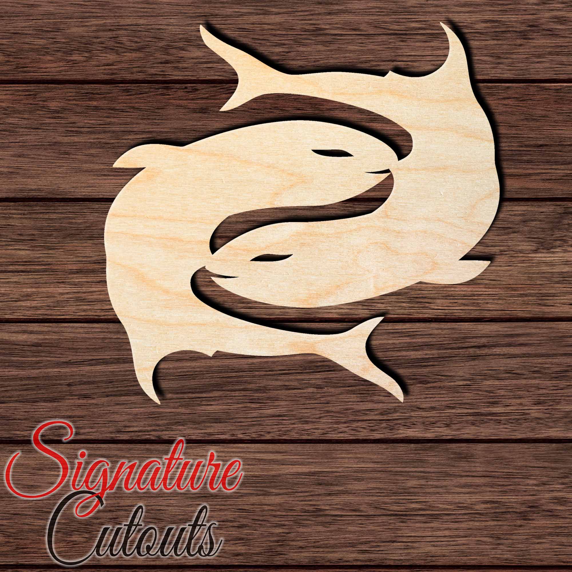 Pisces 004 (2 fish) Shape Cutout in Wood, Acrylic or Acrylic Mirror - Signature Cutouts