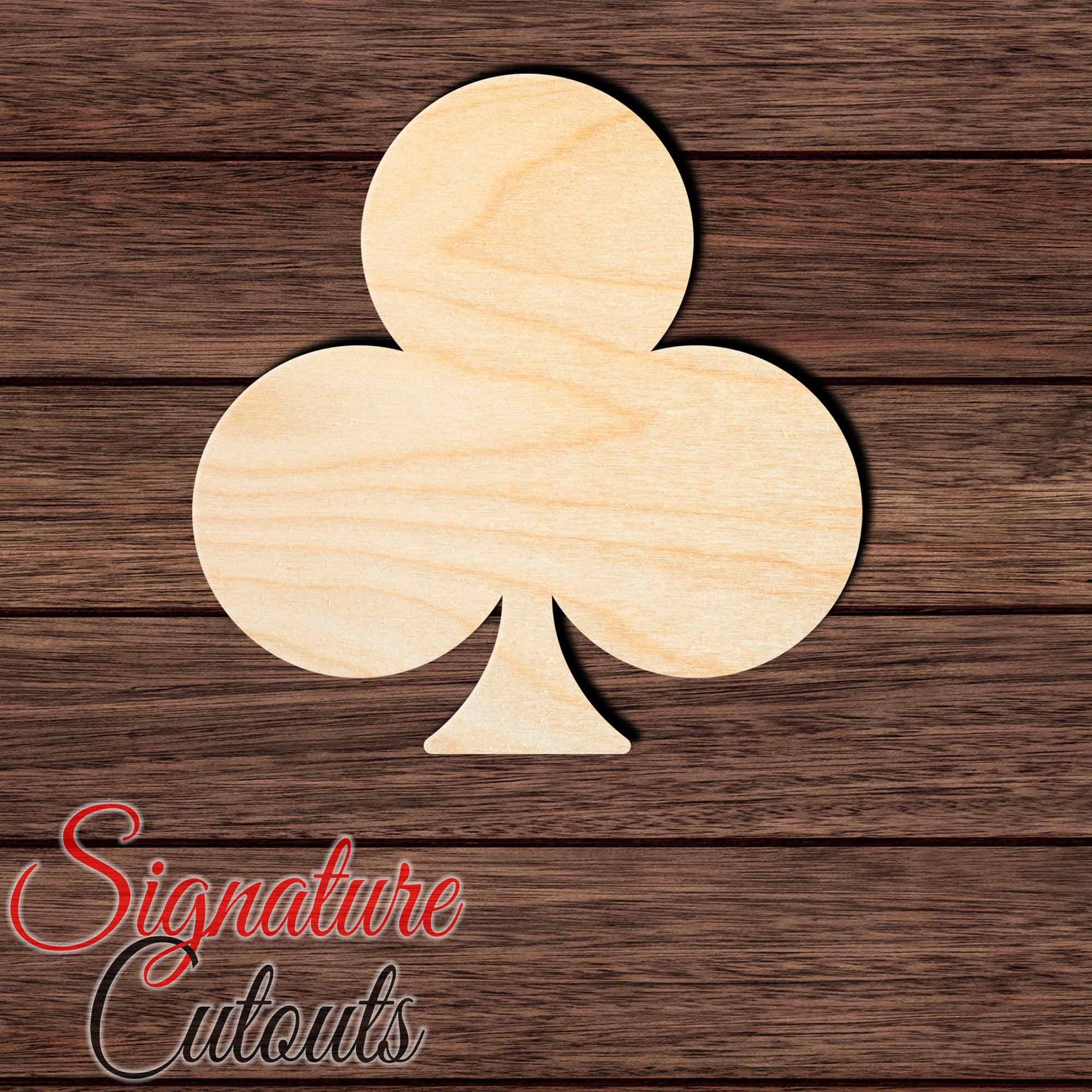 Playing Card Club Shape Cutout in Wood, Acrylic or Acrylic Mirror Craft Shapes & Bases Signature Cutouts 